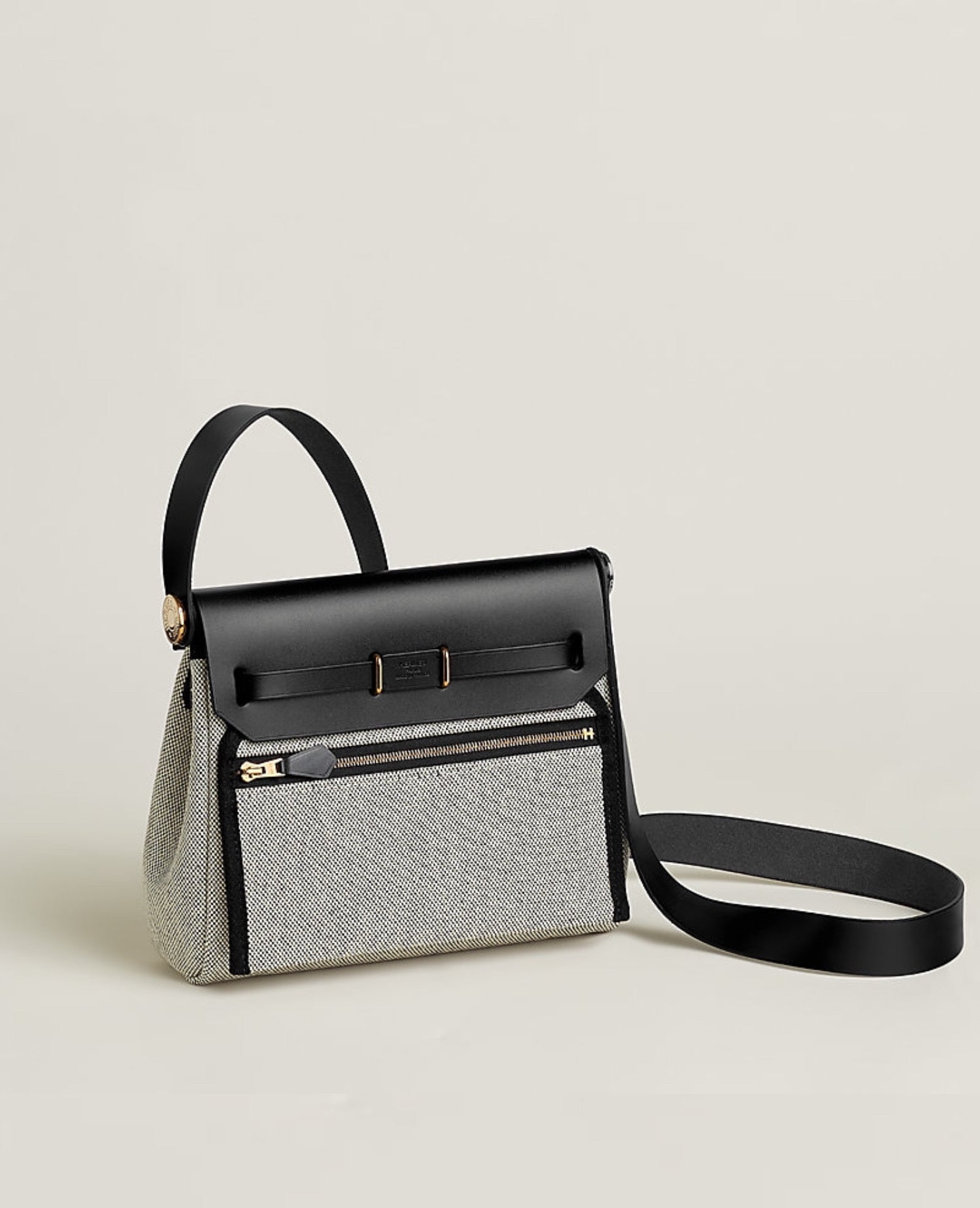 Hermès Herbag Zip 20 Bag Ecru Black