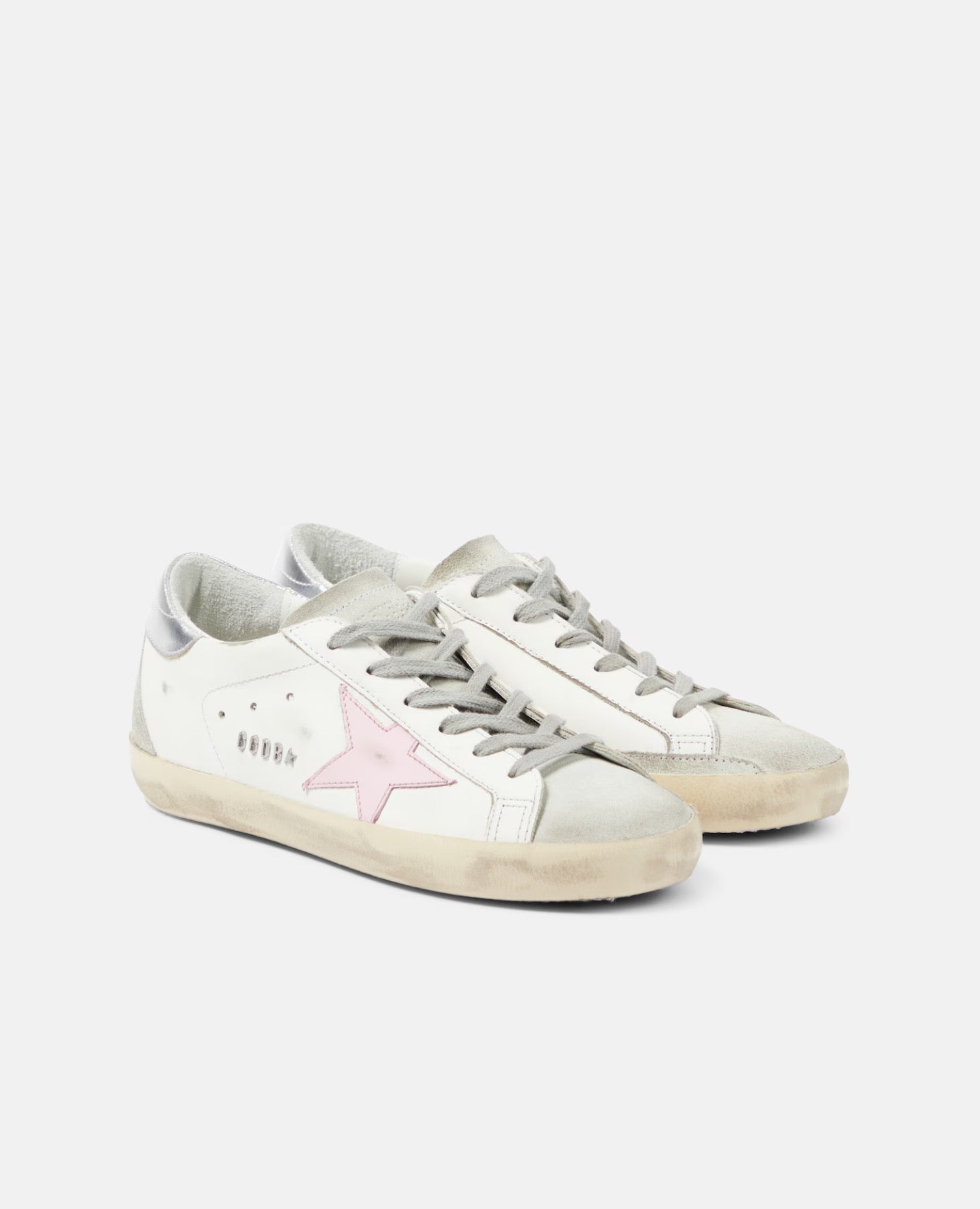 Golden Goose Super-Star with Pink star and Sliver heel tab Sneaker