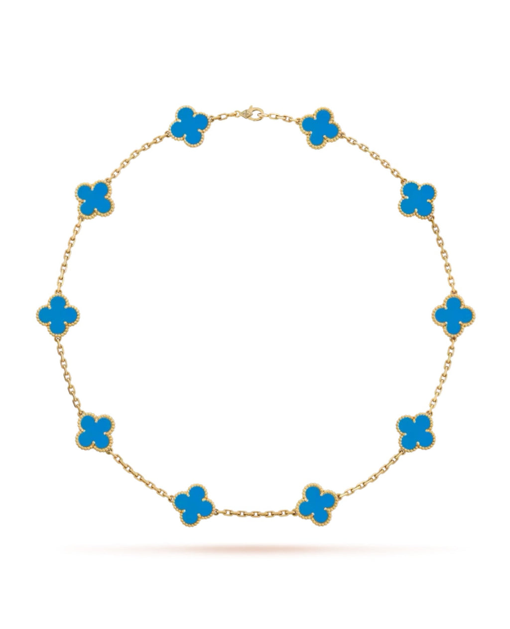 Van Cleef Vintage Alhambra necklace, 10 motifs, yellow gold, Agate