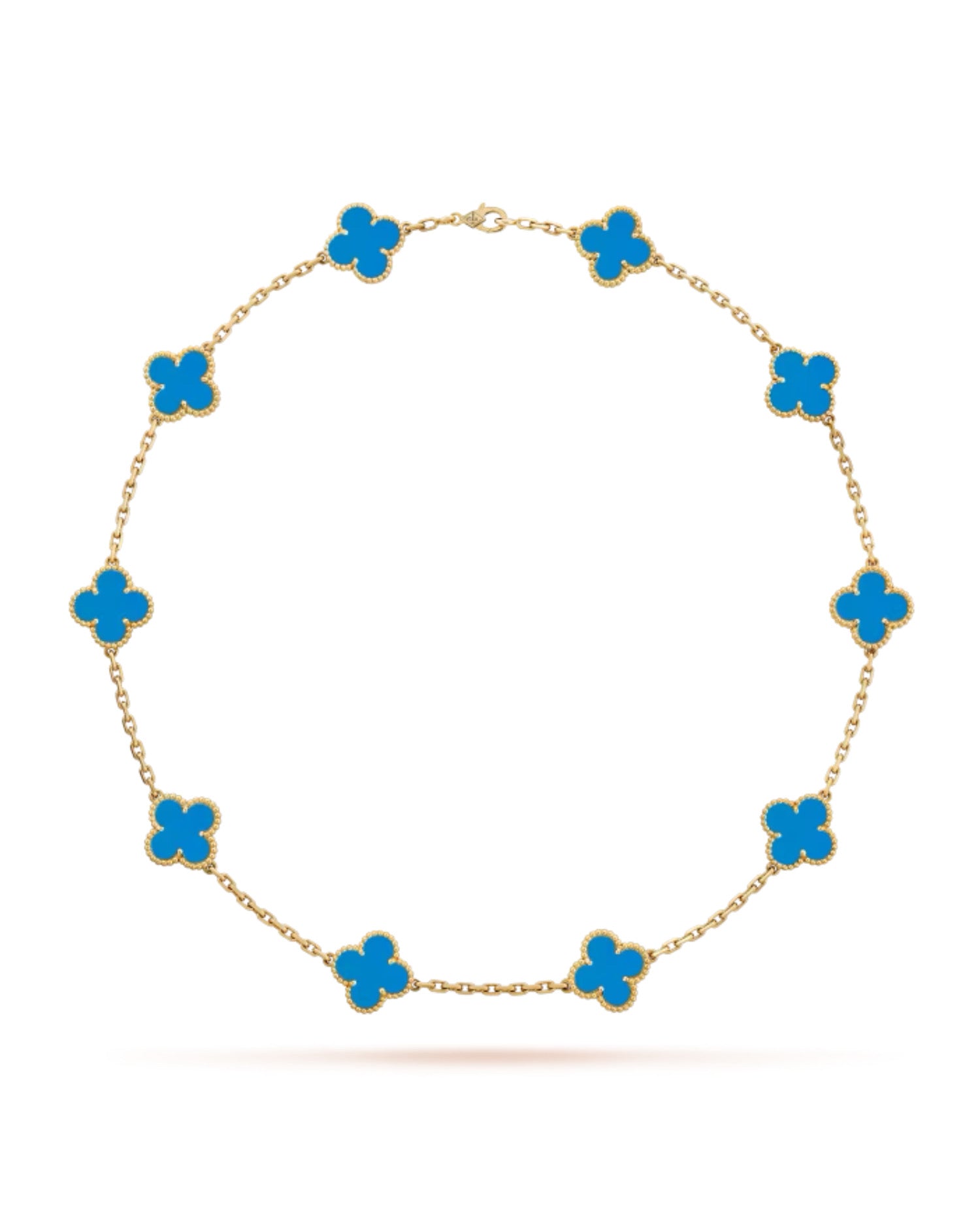 Van Cleef Vintage Alhambra necklace, 10 motifs, yellow gold, Agate