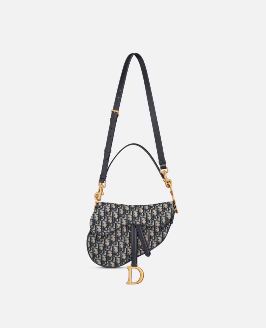 Christian Dior Saddle Bag With Strap Blue Oblique