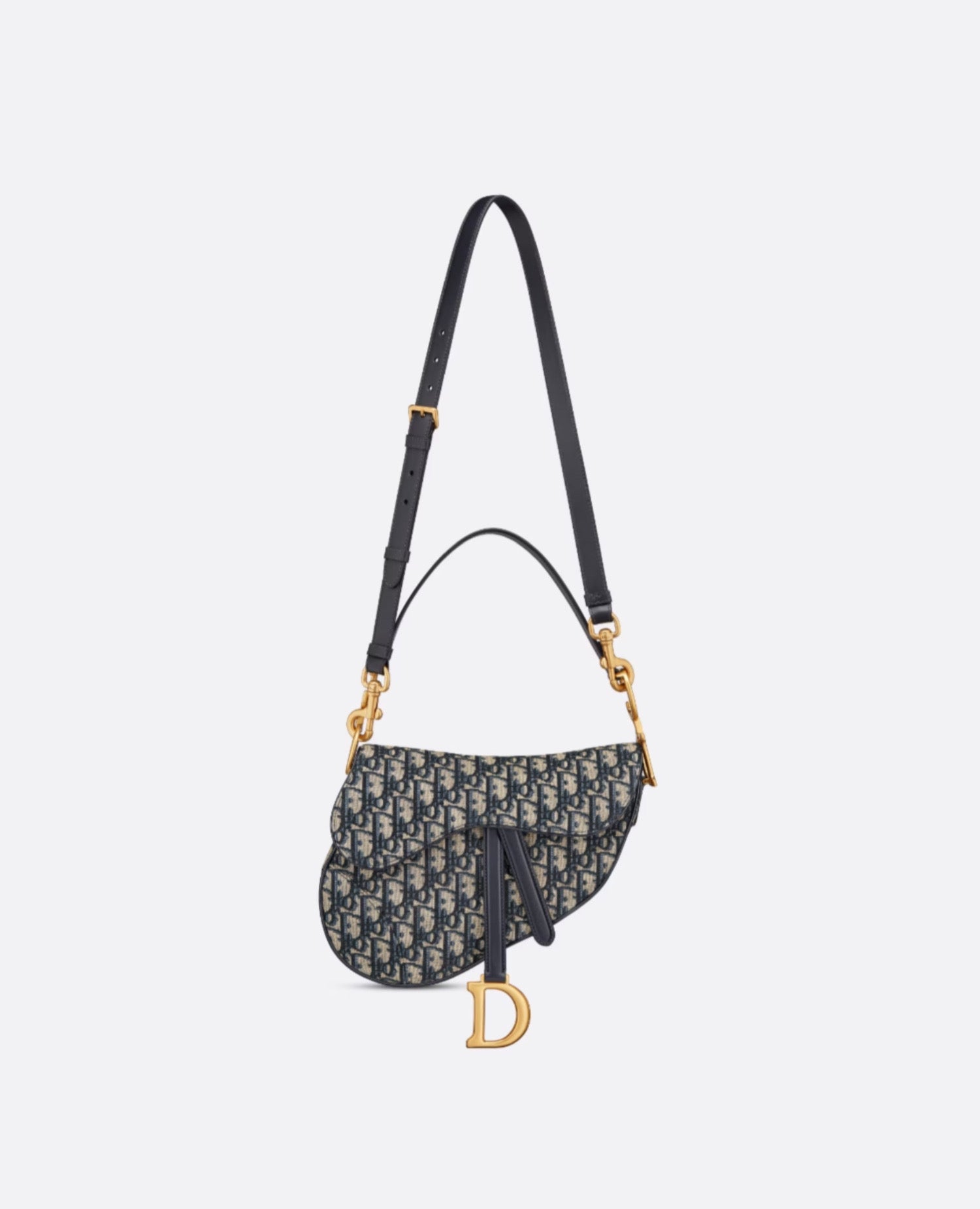 Christian Dior Saddle Bag With Strap Blue Oblique