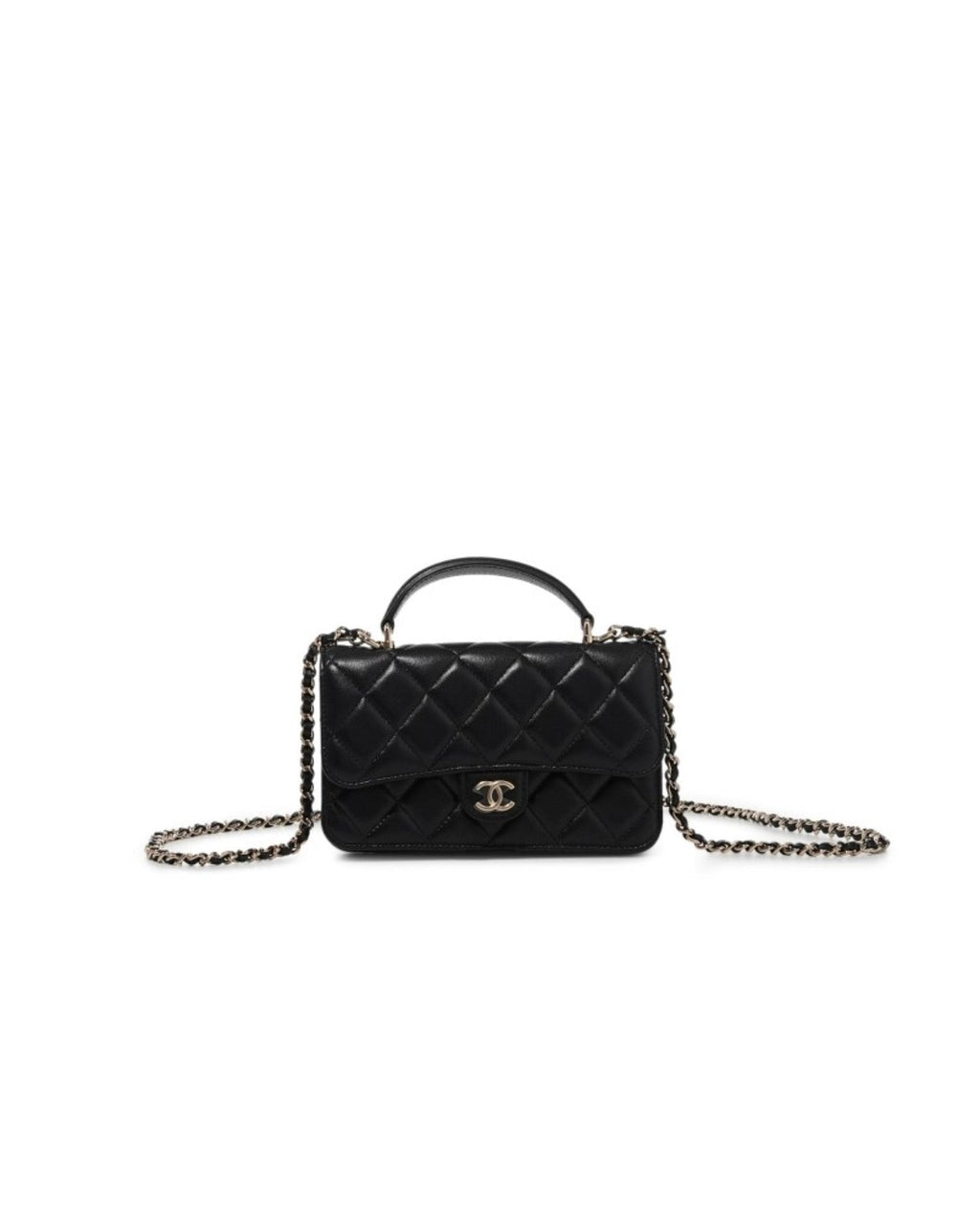 Coco Flap Phone Holder With Chain Black