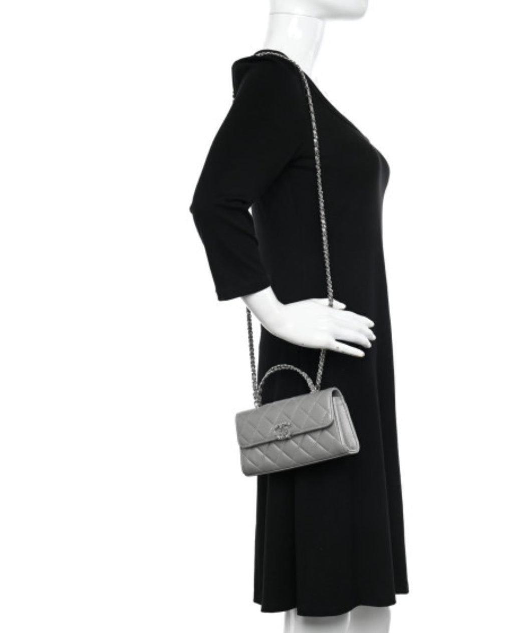 Coco Top Handle Phone Holder With Chain Silver