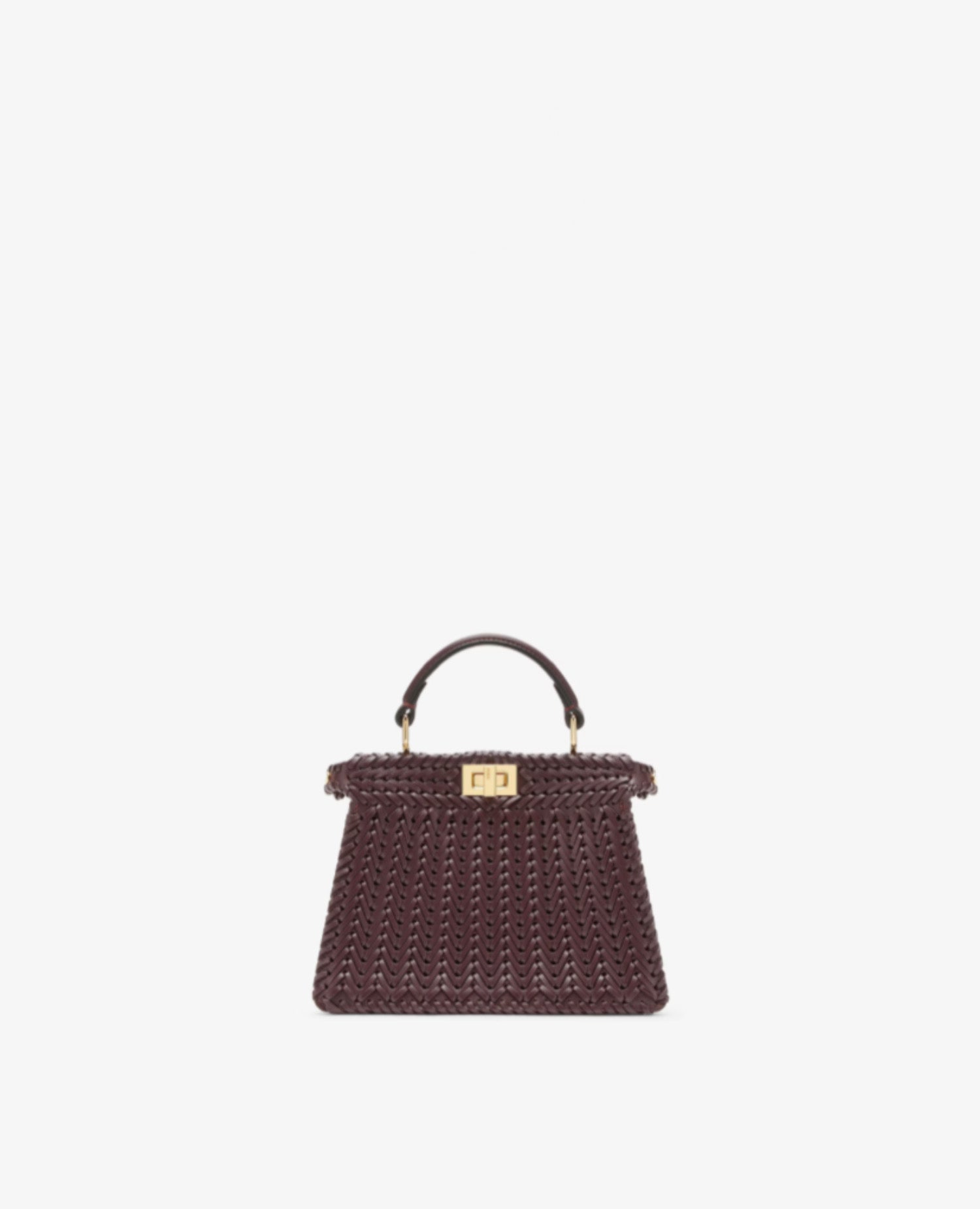 Fendi Peekaboo ISeeU Petite Burgundy interlace leather bag