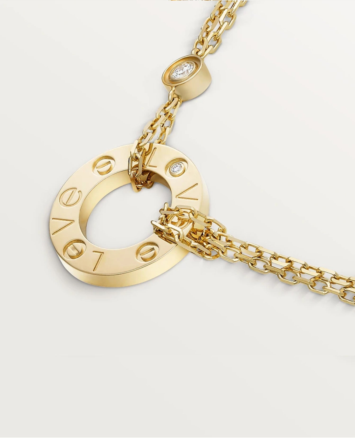 Cartier Love Necklace, 2 Diamonds, Yellow Gold