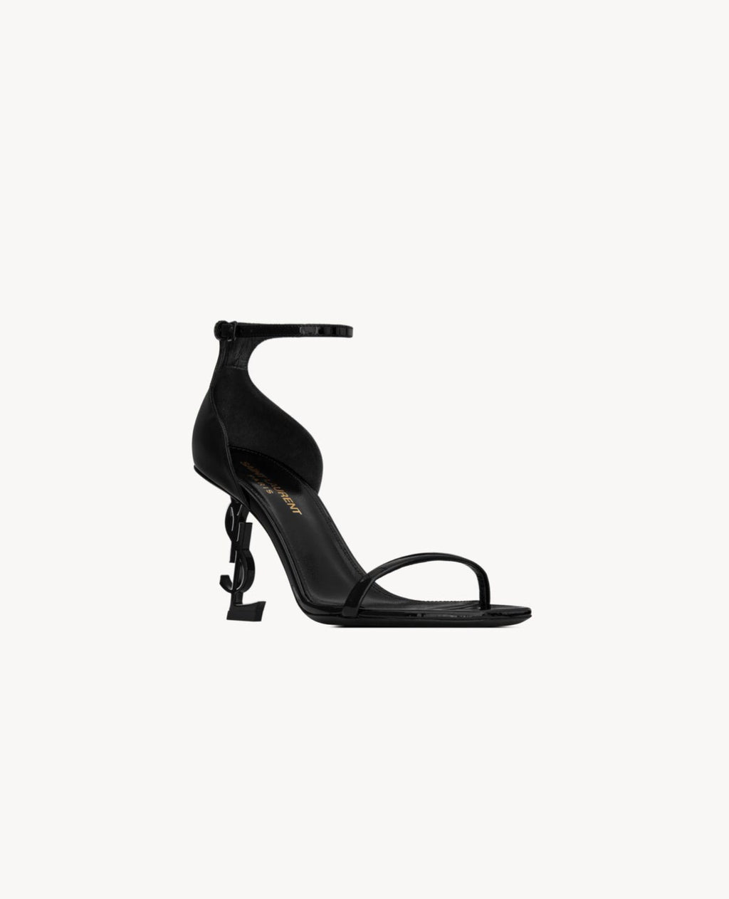 Saint Laurent Opyum Sandals In Patent Leather Black Heel