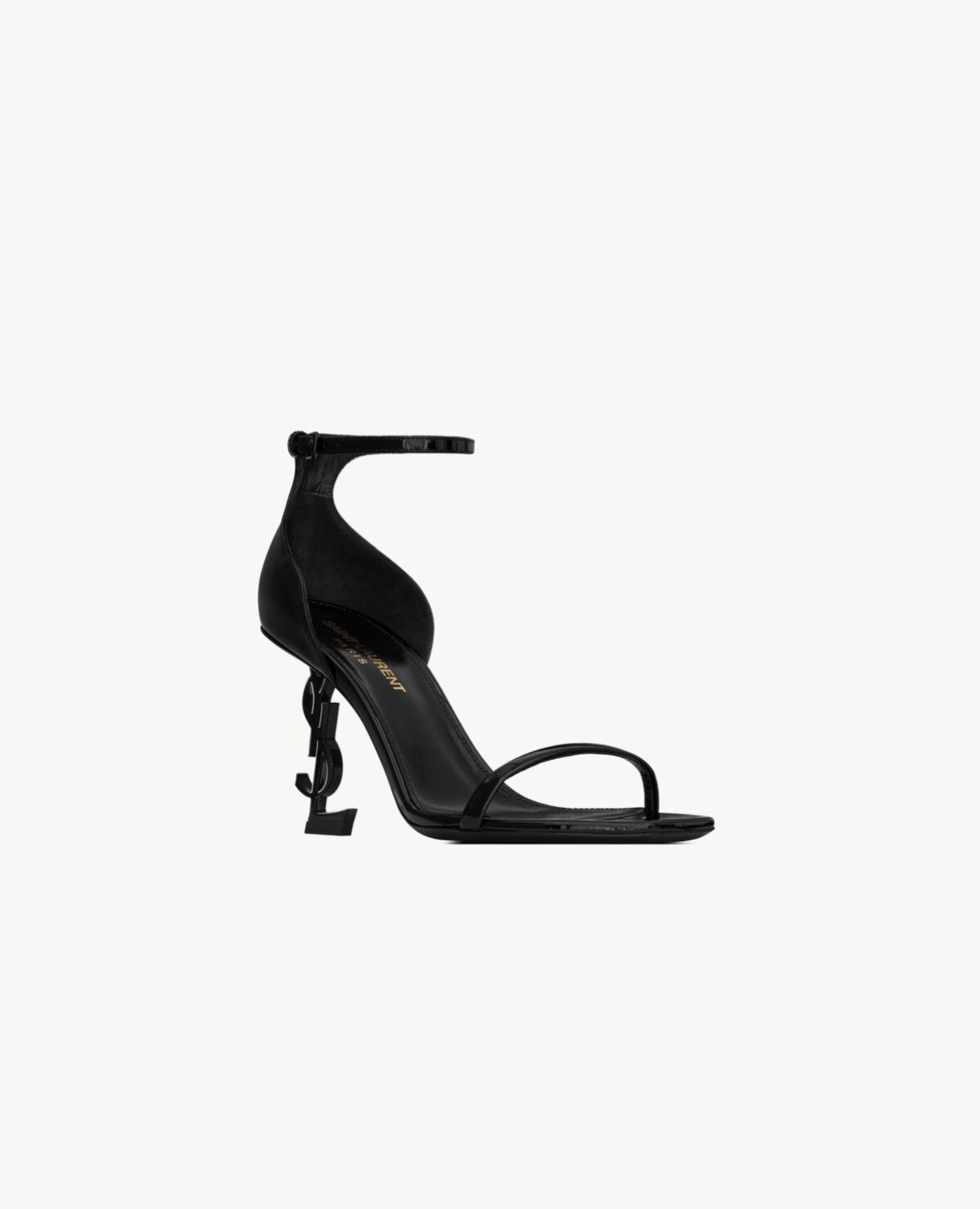 Saint Laurent Opyum Sandals In Patent Leather Black Heel