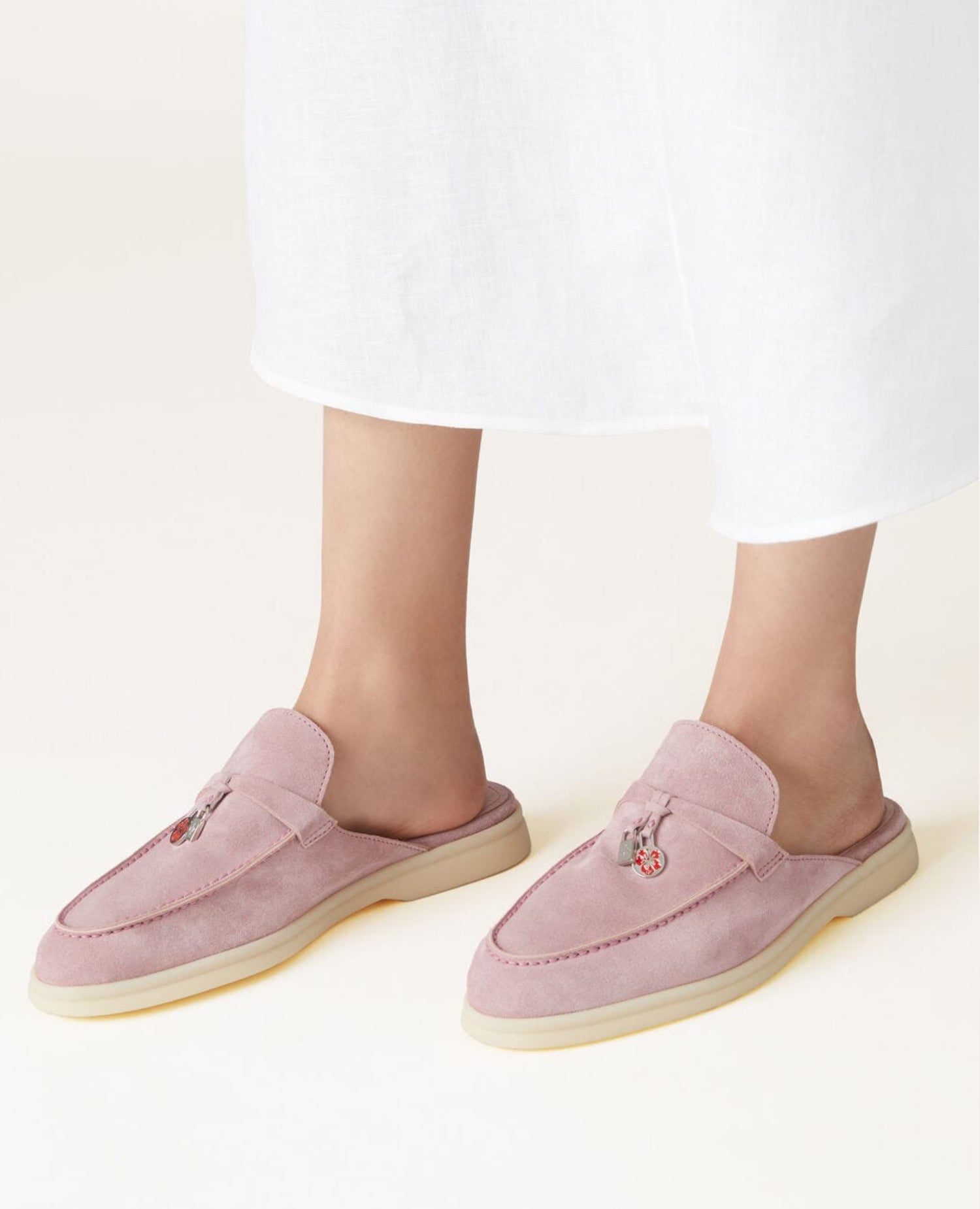 Loro Piana Babouche Charms Walk Loafers Light Peony