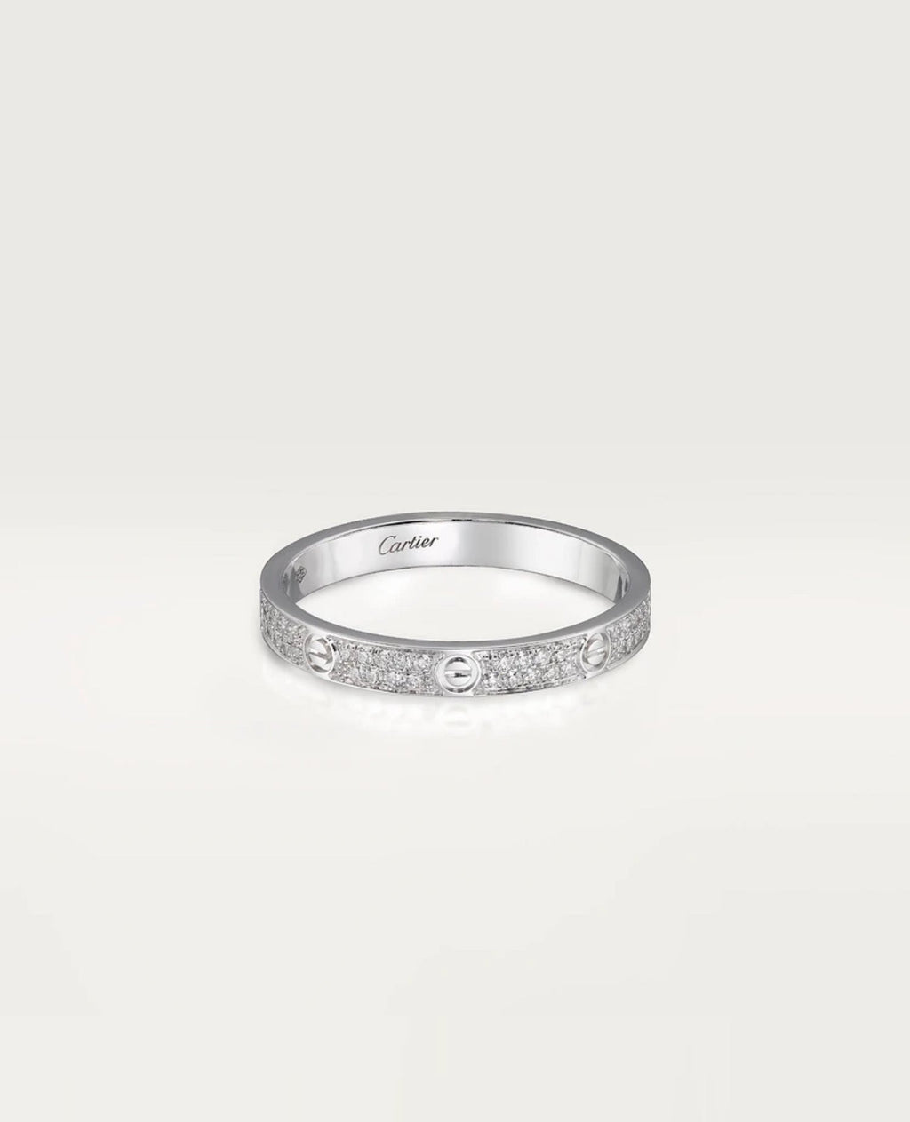 Cartier Love Ring, Small Model, Paved, Silver