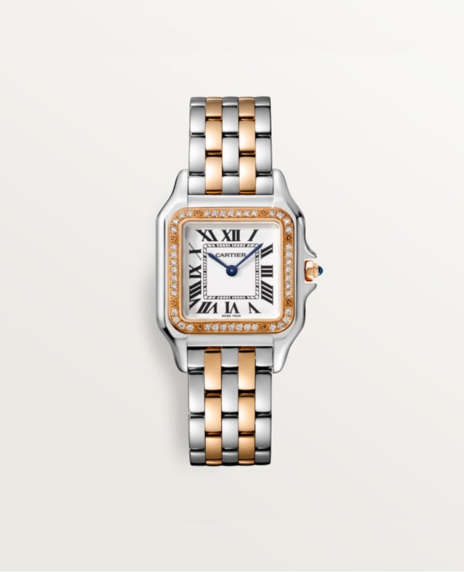 Panthère DE Cartier Watch, Medium Model, Diamonds, Rose Gold/Steel