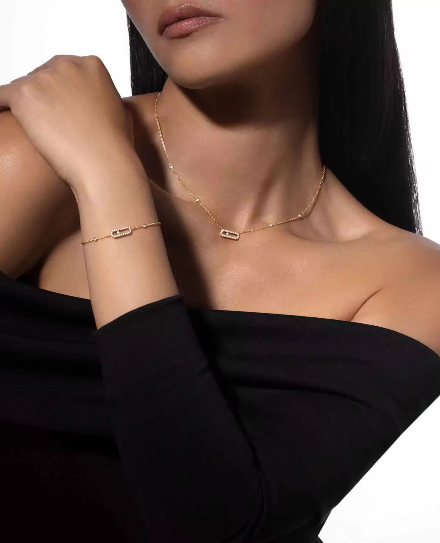 Messika Move Uno Pavé Gold Necklace Yellow Gold