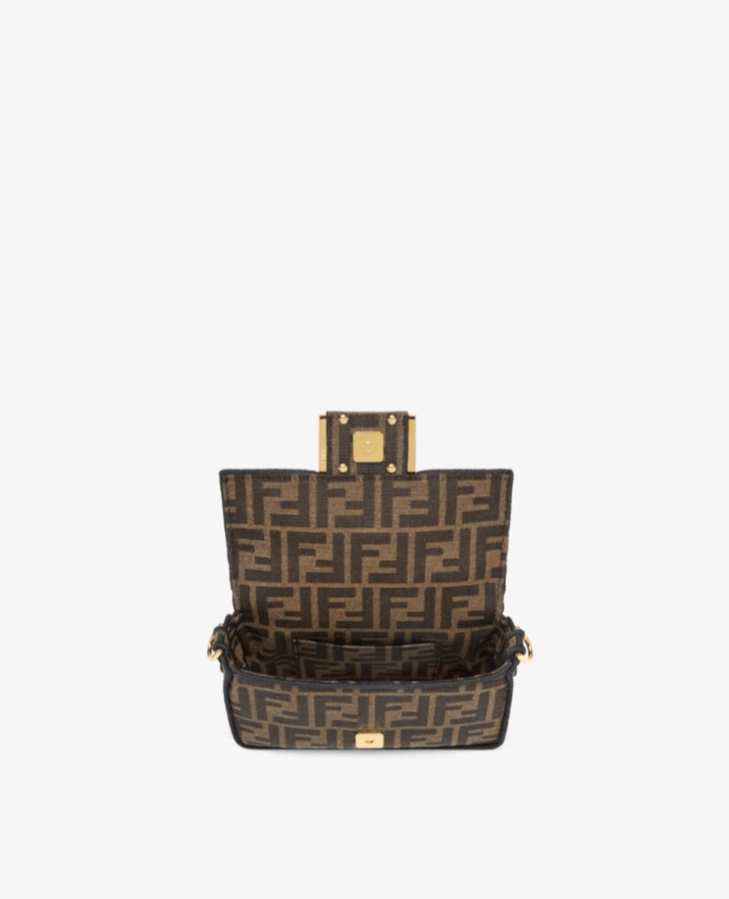 Baguette Mini Fendi Brown FF Jacquard Fabric Bag