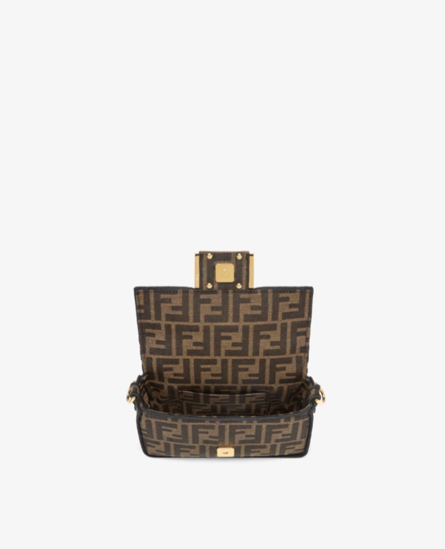 Baguette Mini Fendi Brown FF Jacquard Fabric Bag