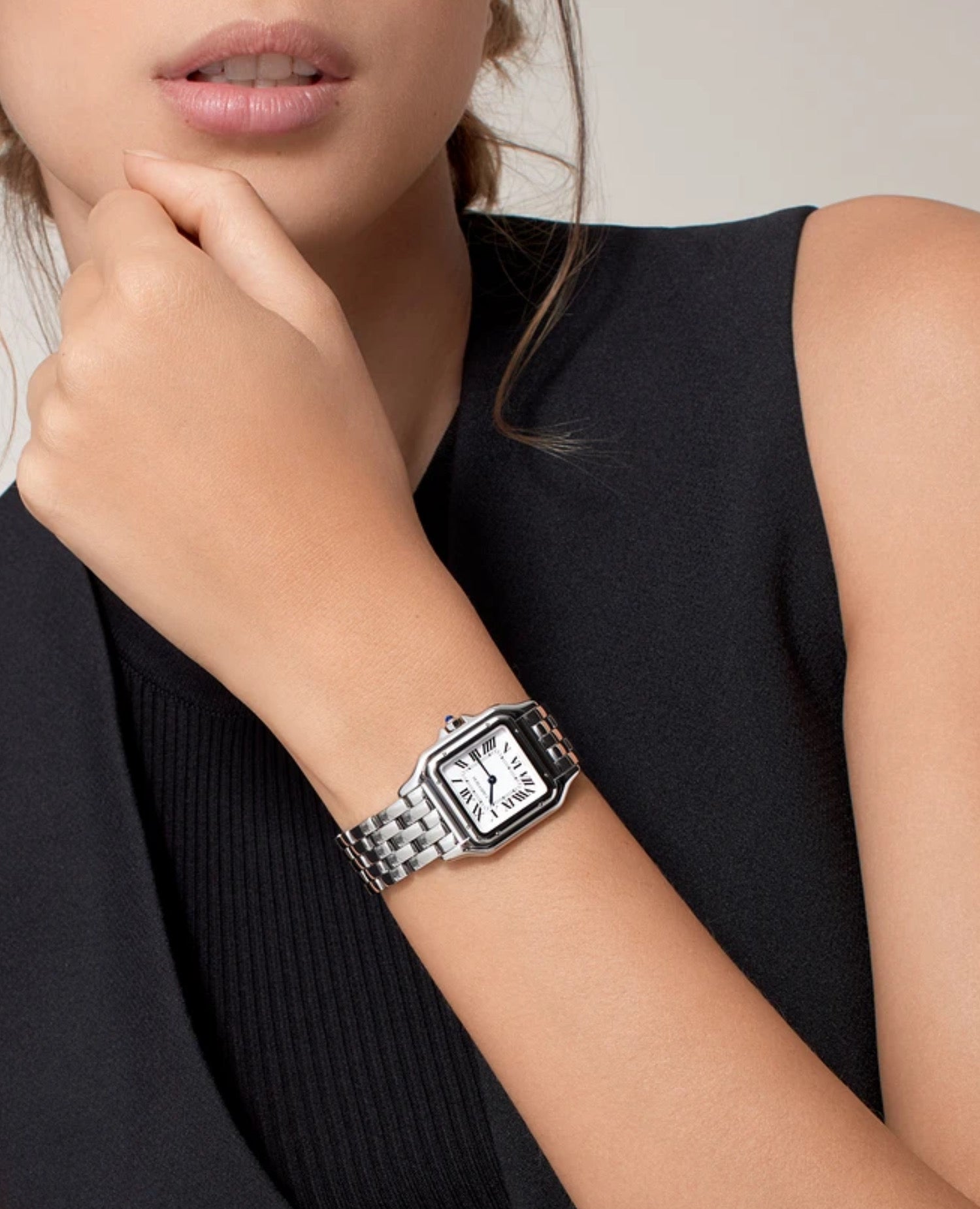 Panthère De Cartier Watch, Medium Model, Silver