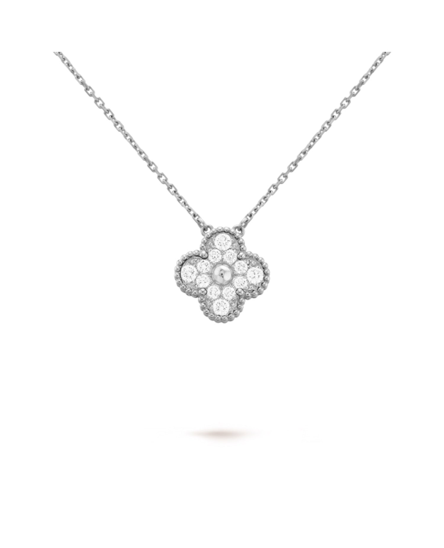 Van Cleef Vintage Alhambra pendant, White Gold, Diamond