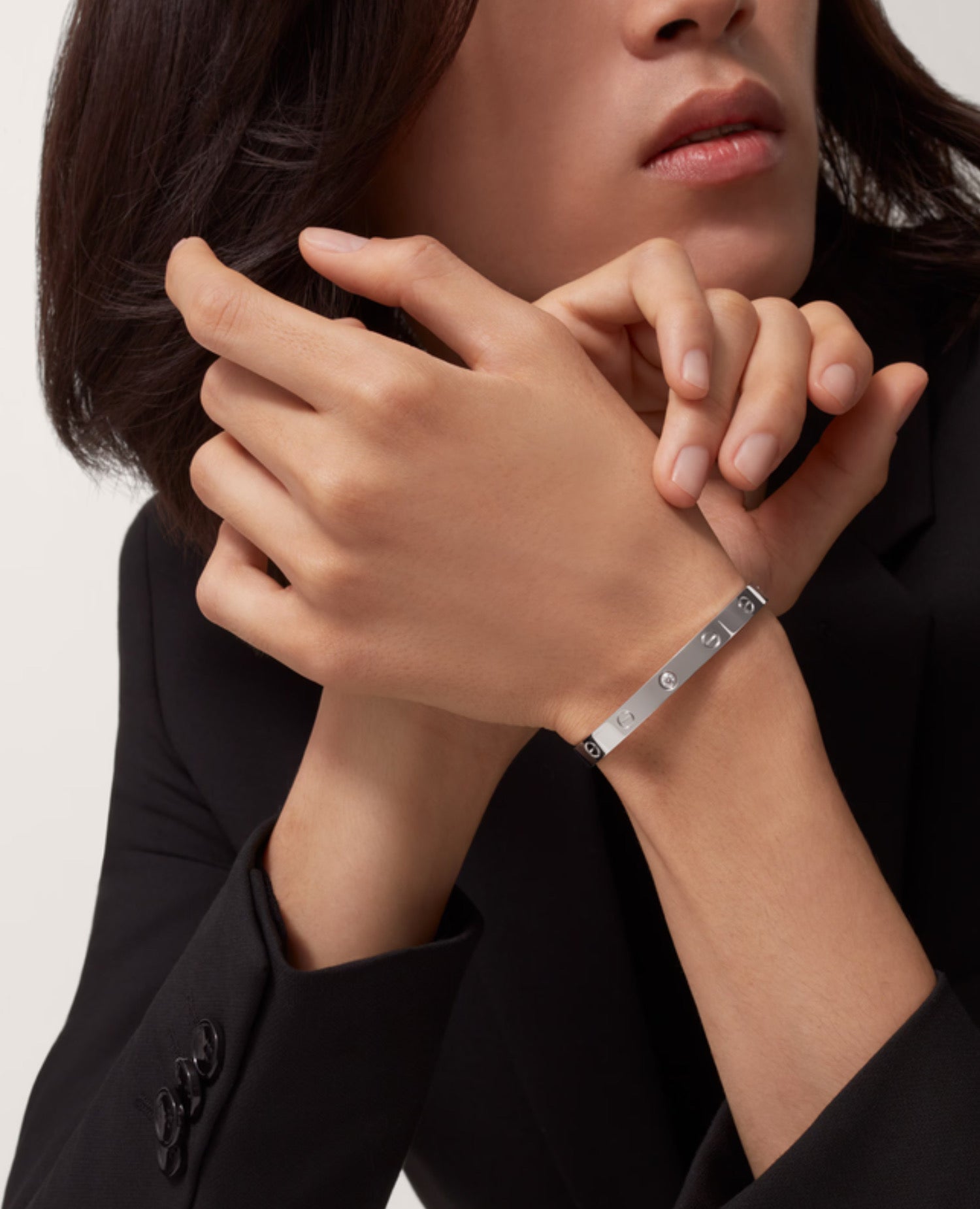 Cartier Love Bracelet, Open, 1 Diamond, Silver
