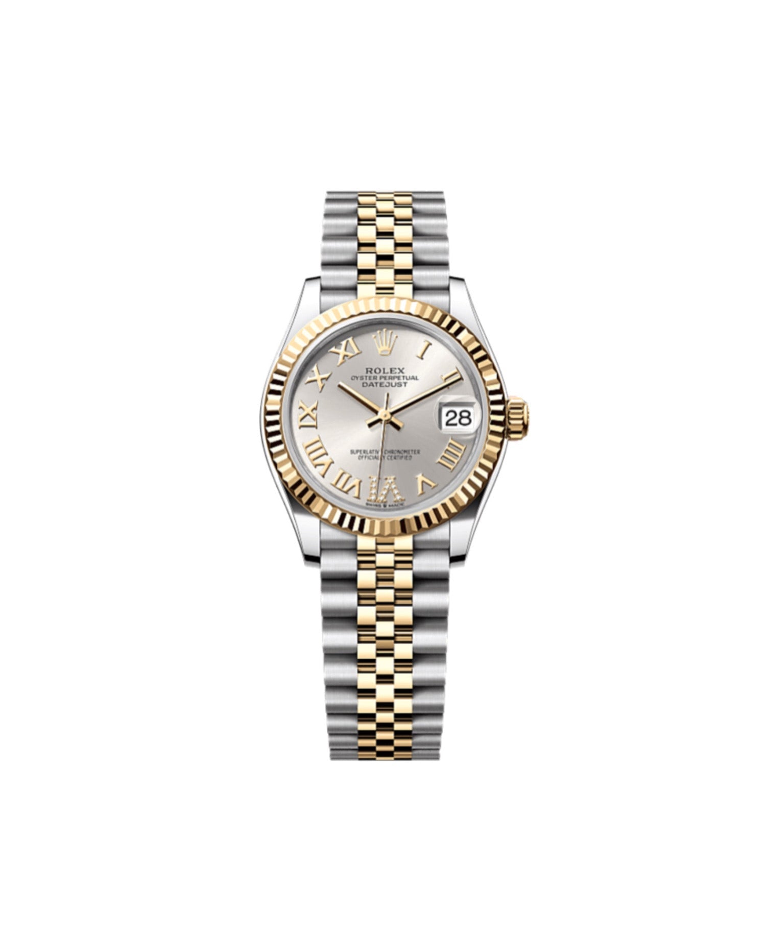 Rolex Lady-Datejust Oyster, 28 mm, Oystersteel and yellow gold, Silver Dial