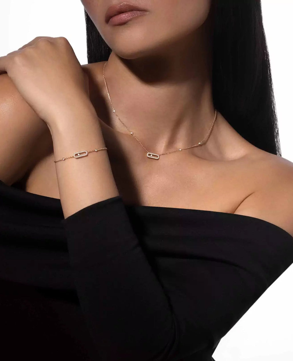Messika Move Uno Pavé Necklace Rose Gold