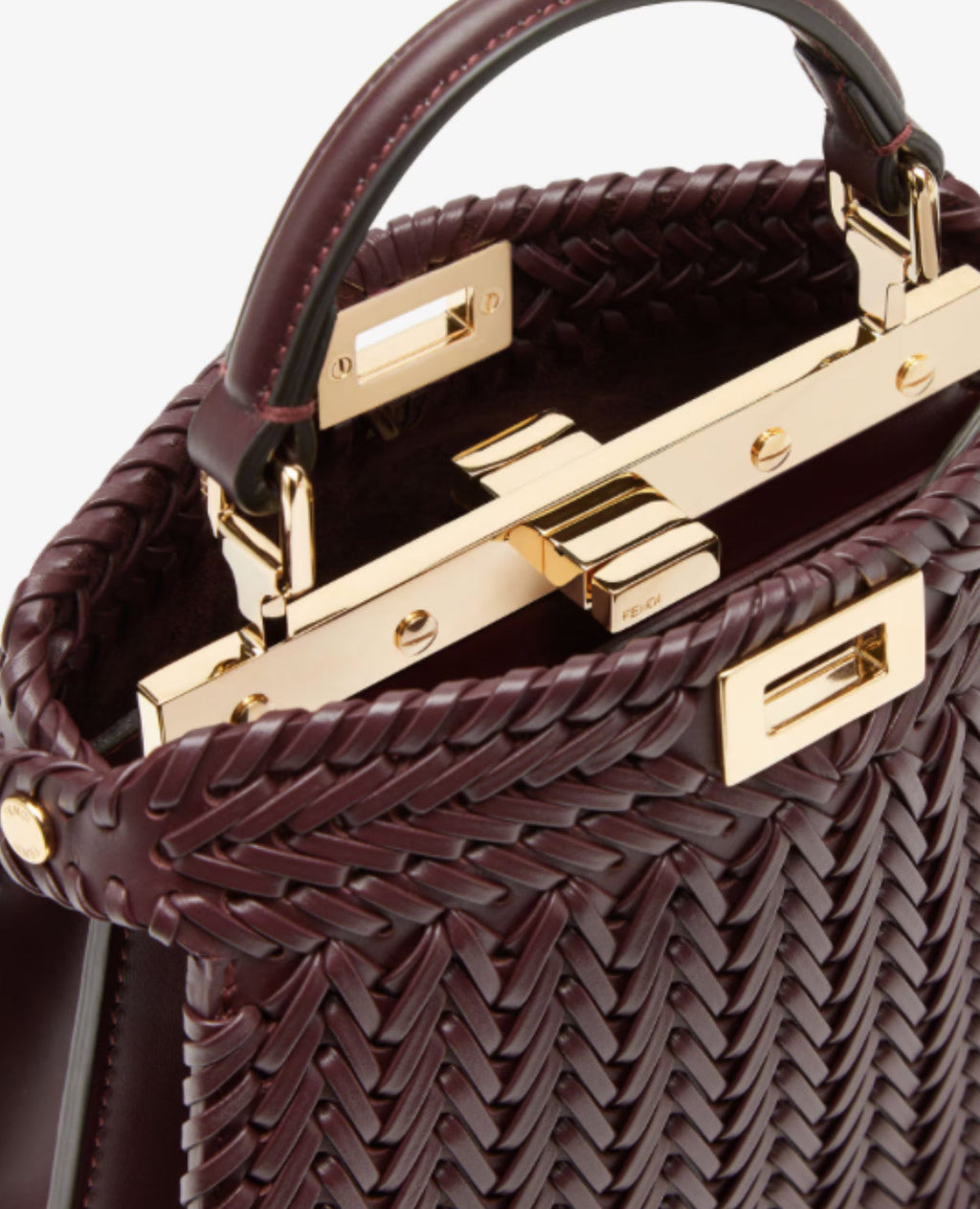 Fendi Peekaboo ISeeU Petite Burgundy interlace leather bag