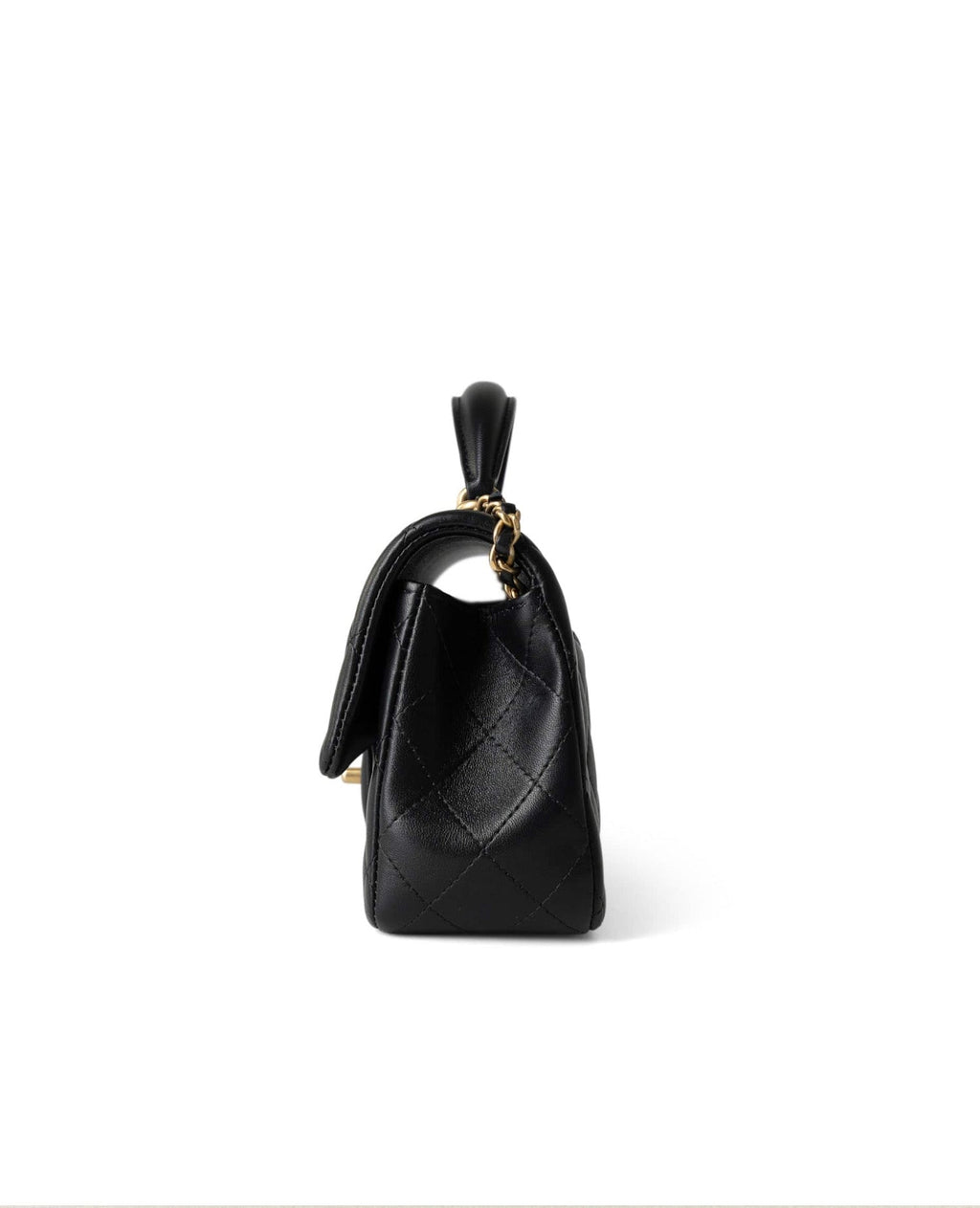 Coco Lambskin Quilted Mini Top Handle Antique Black