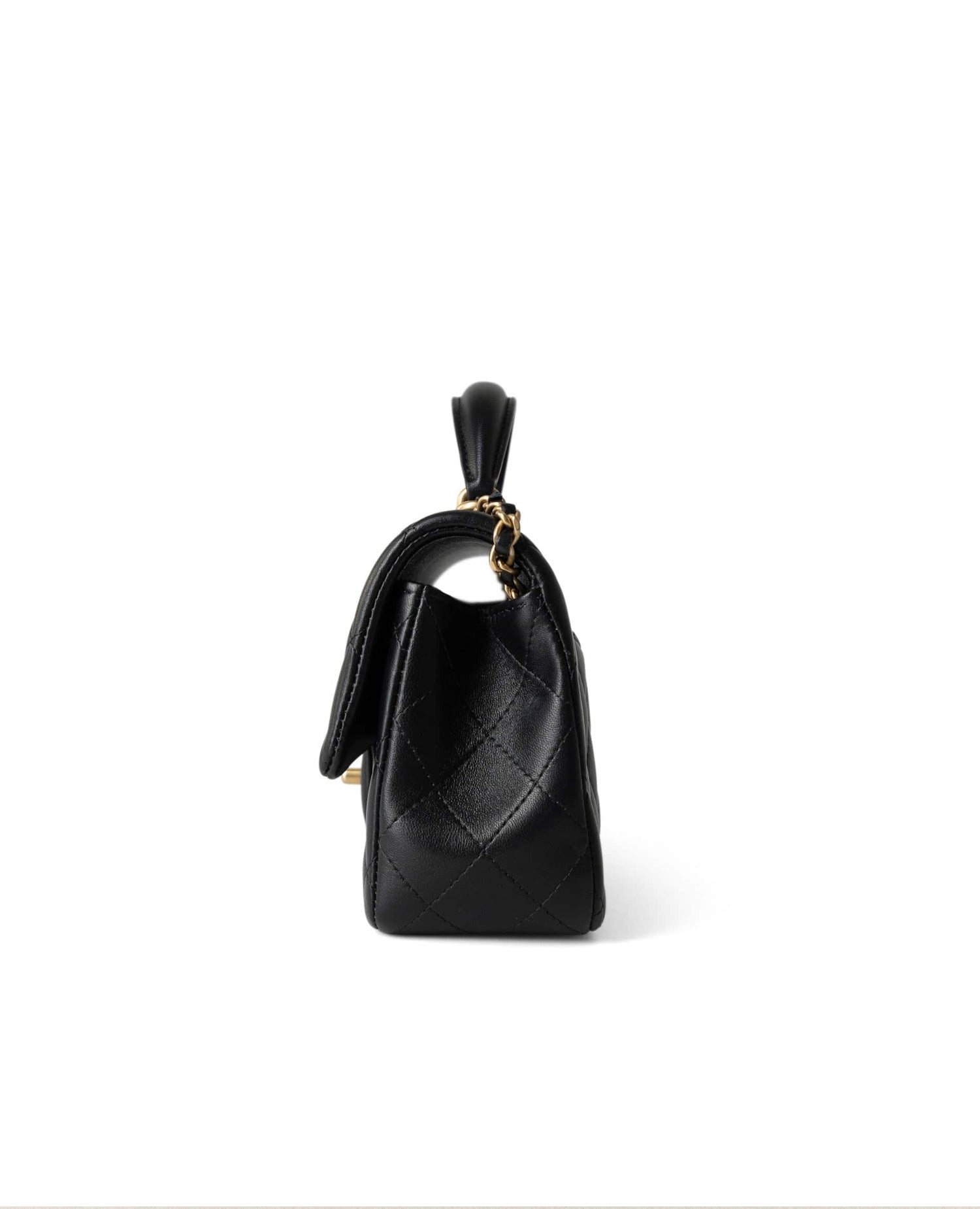 Coco Lambskin Quilted Mini Top Handle Antique Black