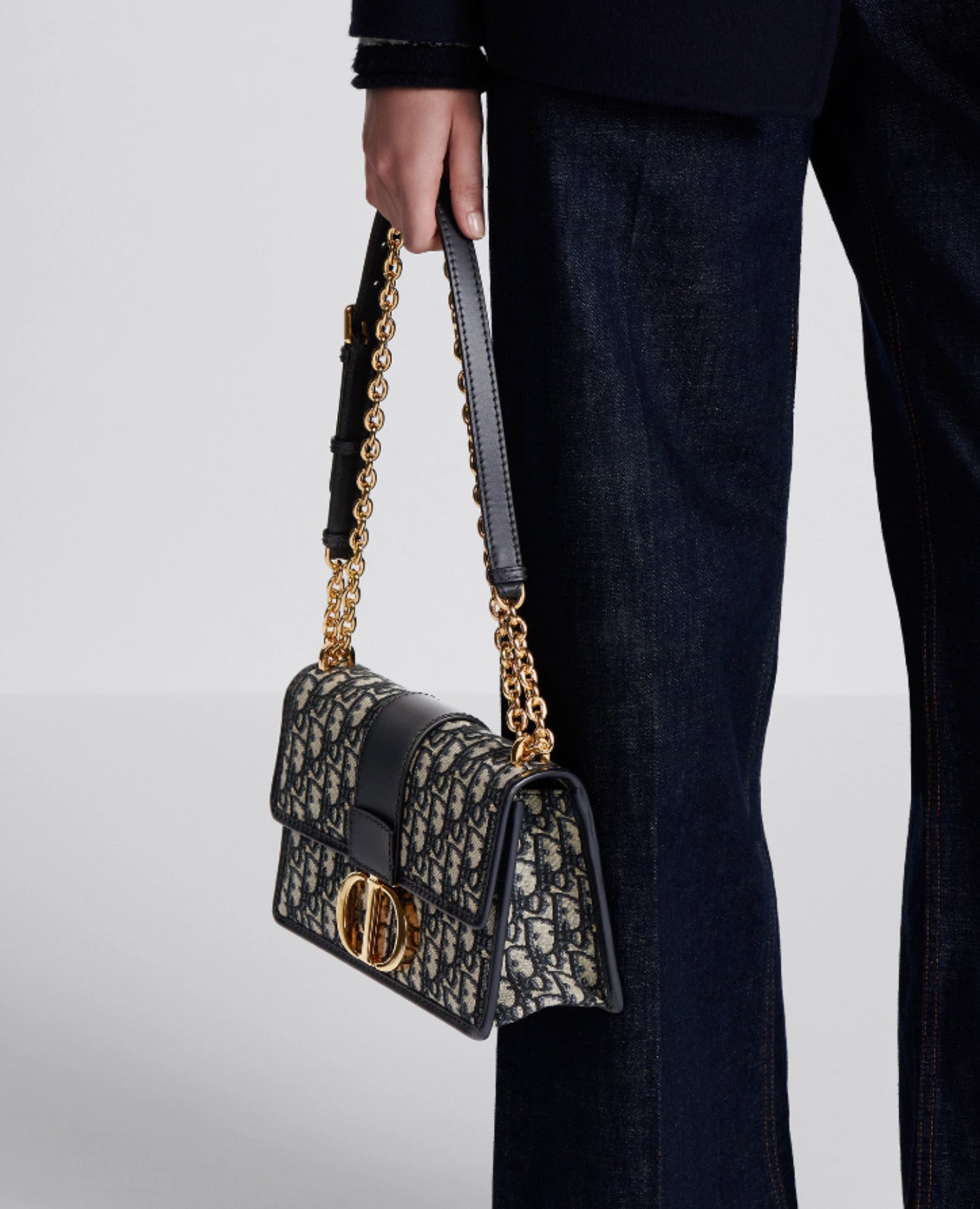Christian Dior 30 Montaigne Chain Bag Blue Jacquard