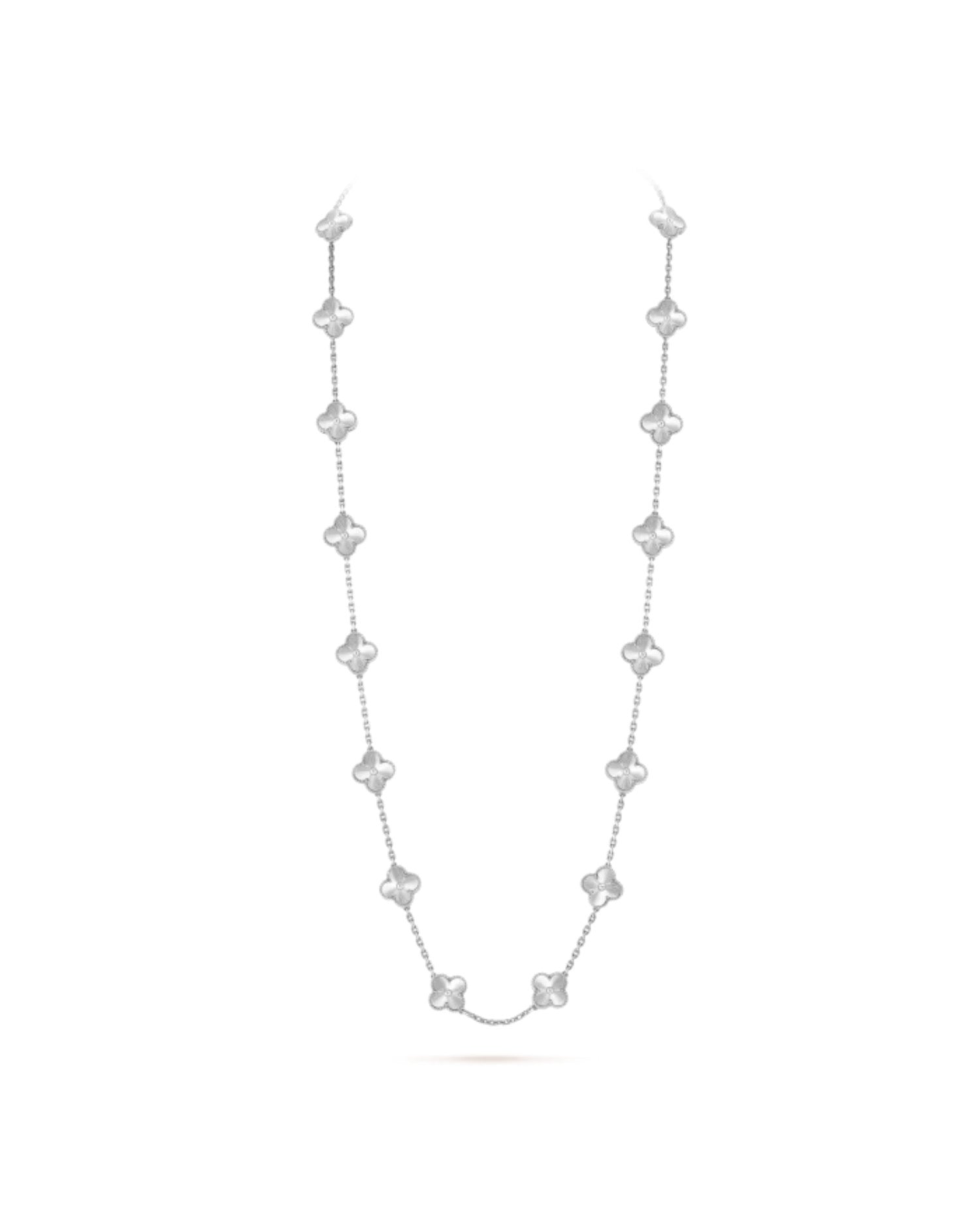 Van Cleef Vintage Alhambra long necklace, 20 motifs,  white gold