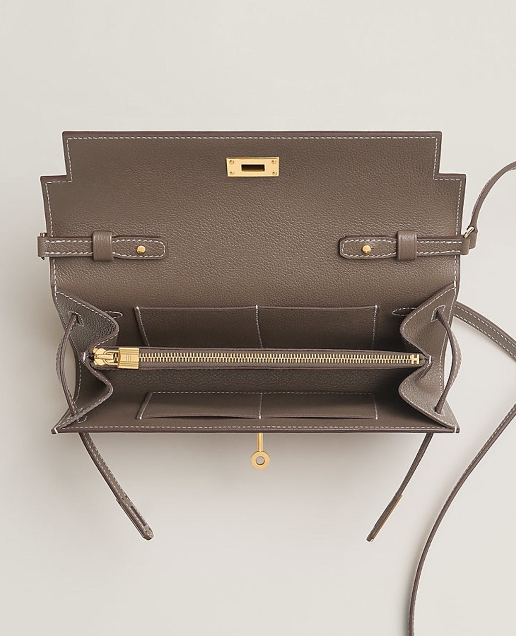 Hermès Kelly Classique To Go wallet Etoupe / Gold