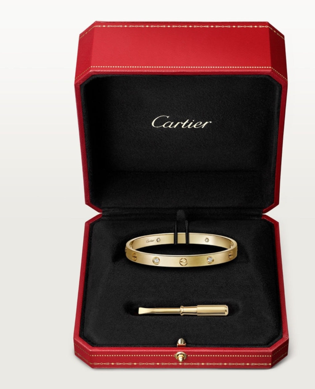 Cartier Love Bracelet, Classic Model, Brushed, 4 Diamonds, Gold