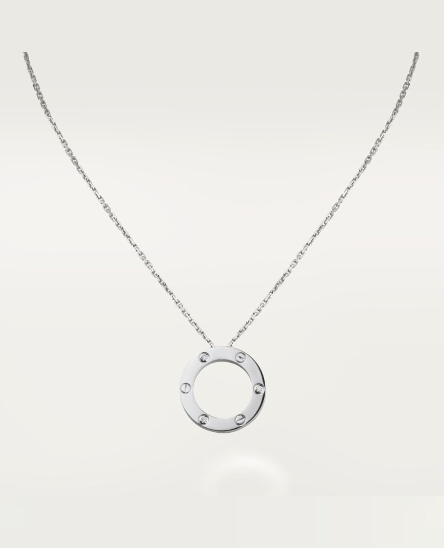 Cartier Love Necklace, 3 Diamonds, Silver