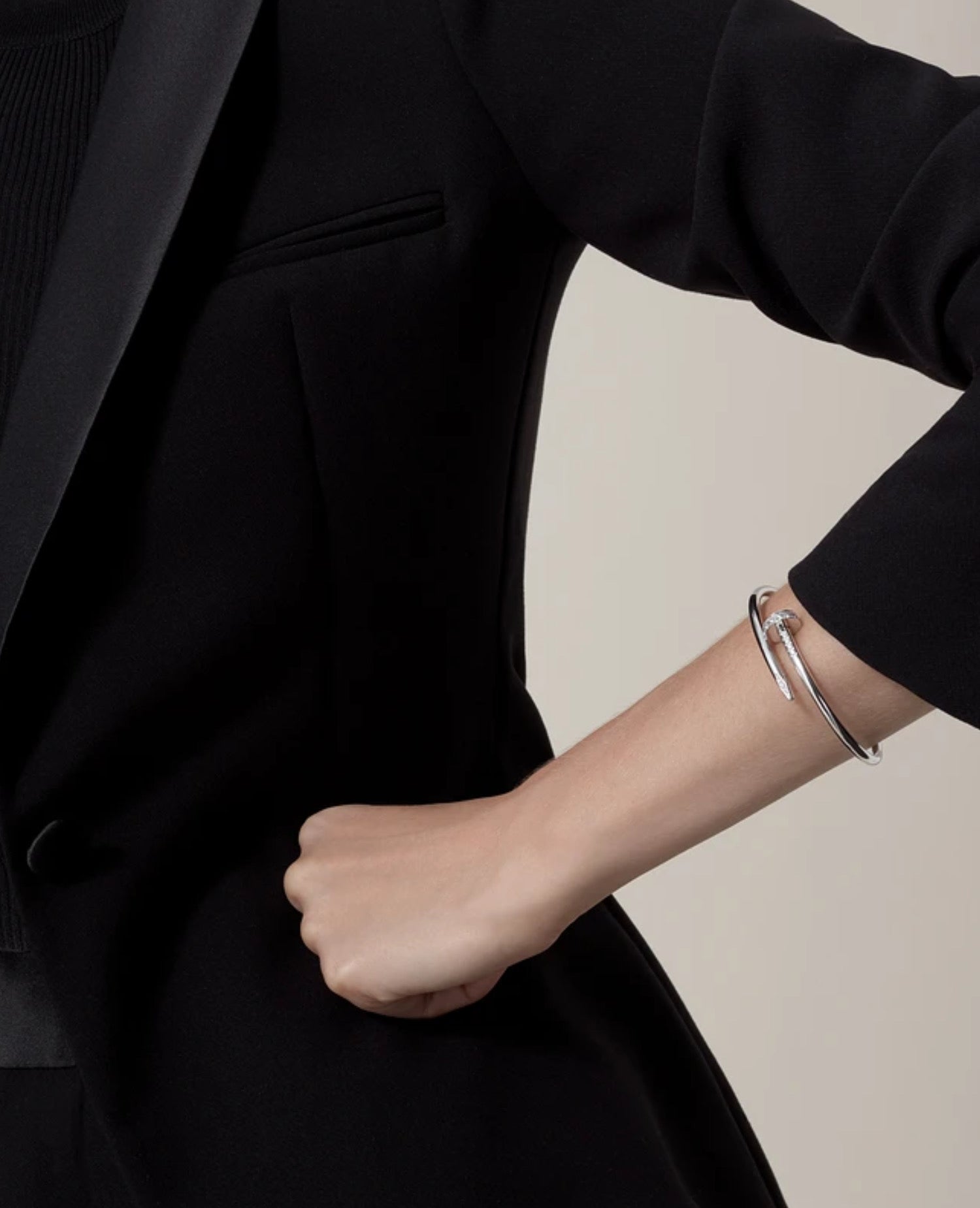 Cartier Just Un Clou Bracelet, Classic Model, Diamonds, Silver