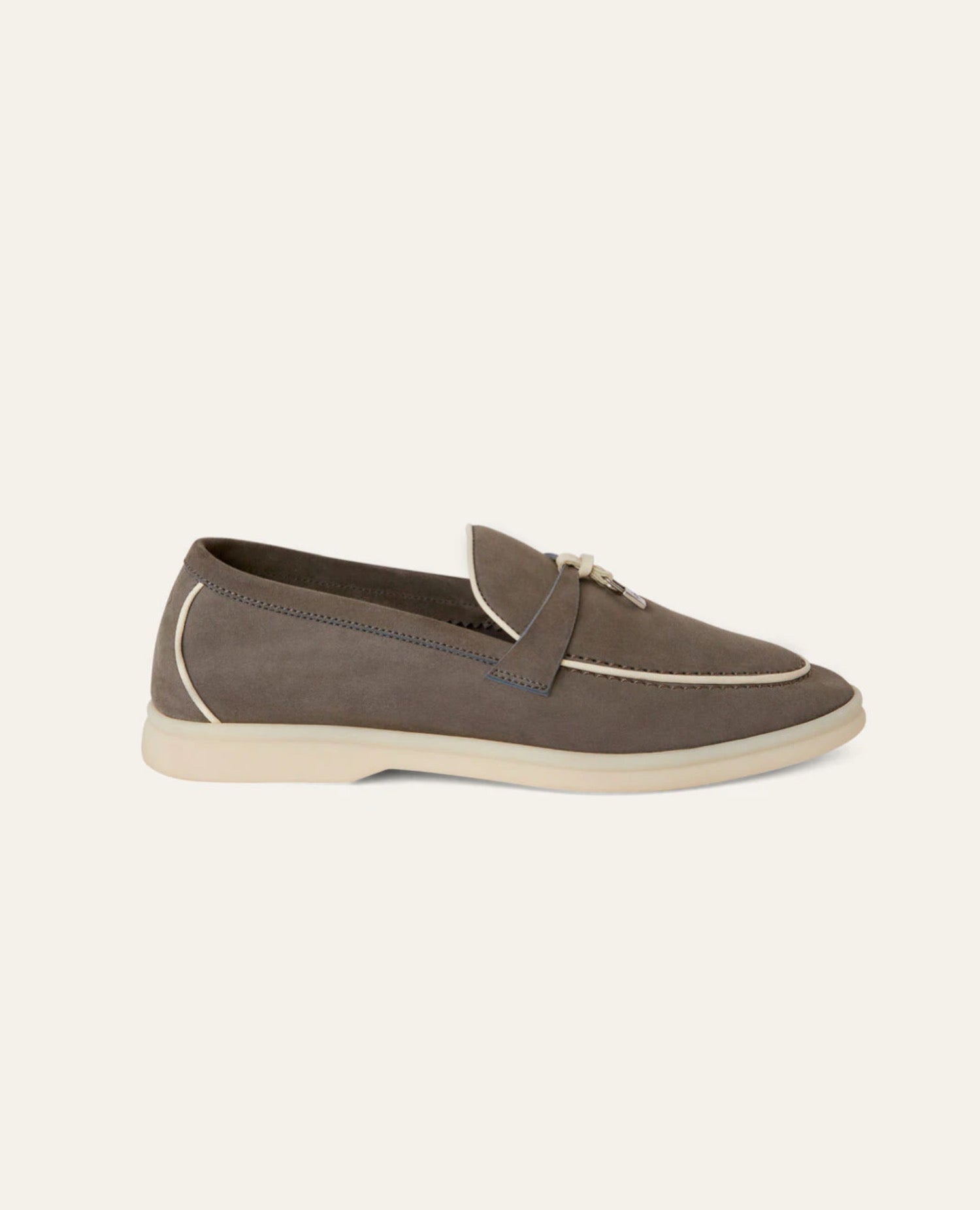 Loro Piana Summer Charms Walk Loafers Cofee & White