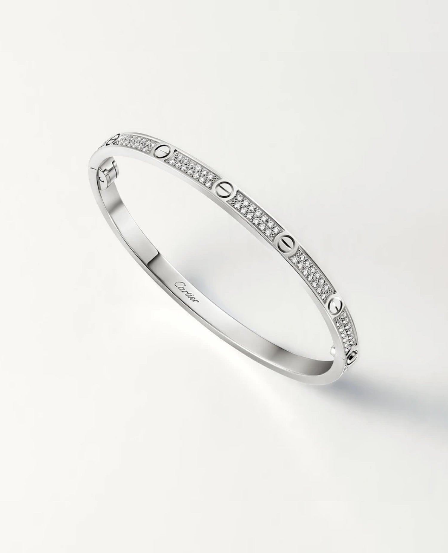 Cartier Love Bracelet, Small Model, Paved, Silver