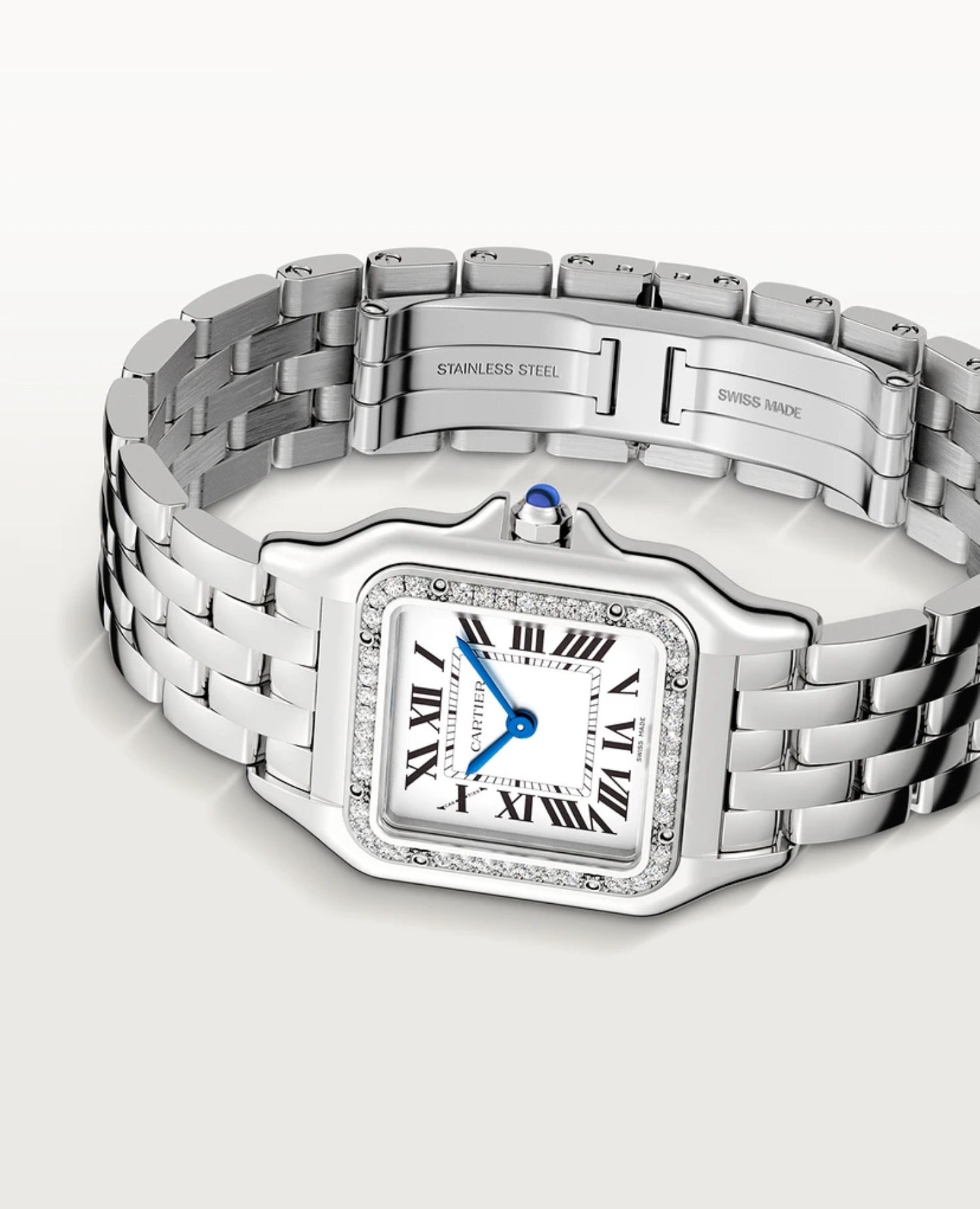 Panthèrs DE Cartier Watch, Medium Model, Diamonds, Silver