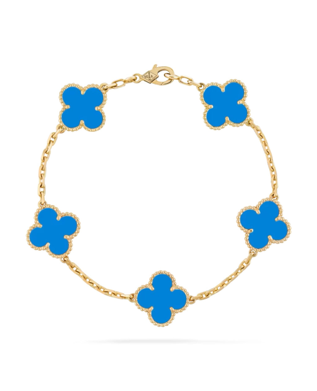 Van Cleef Vintage Alhambra bracelet, 5 motifs, yellow gold, Agate
