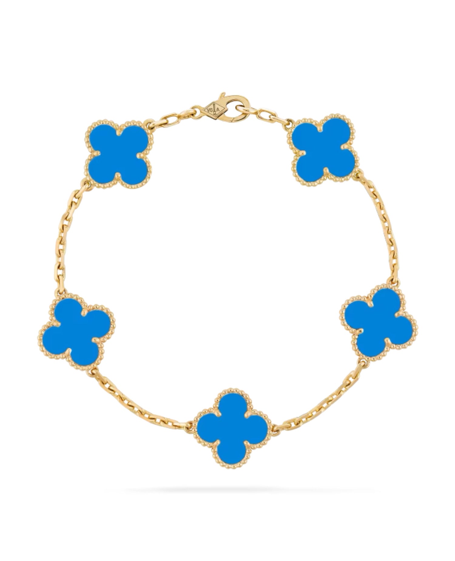 Van Cleef Vintage Alhambra bracelet, 5 motifs, yellow gold, Agate