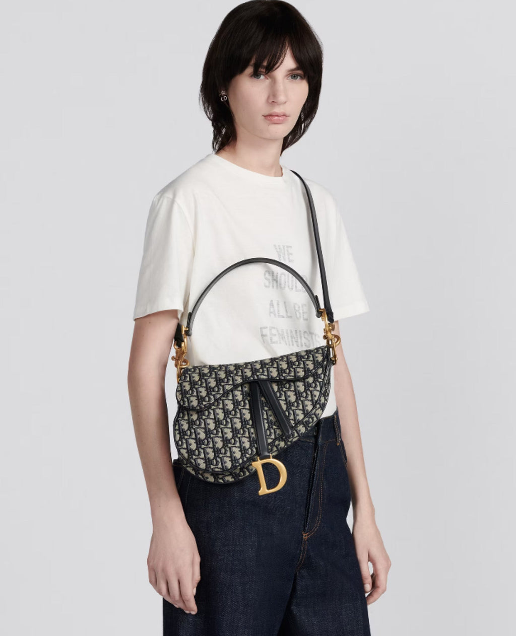 Christian Dior Saddle Bag With Strap Blue Oblique