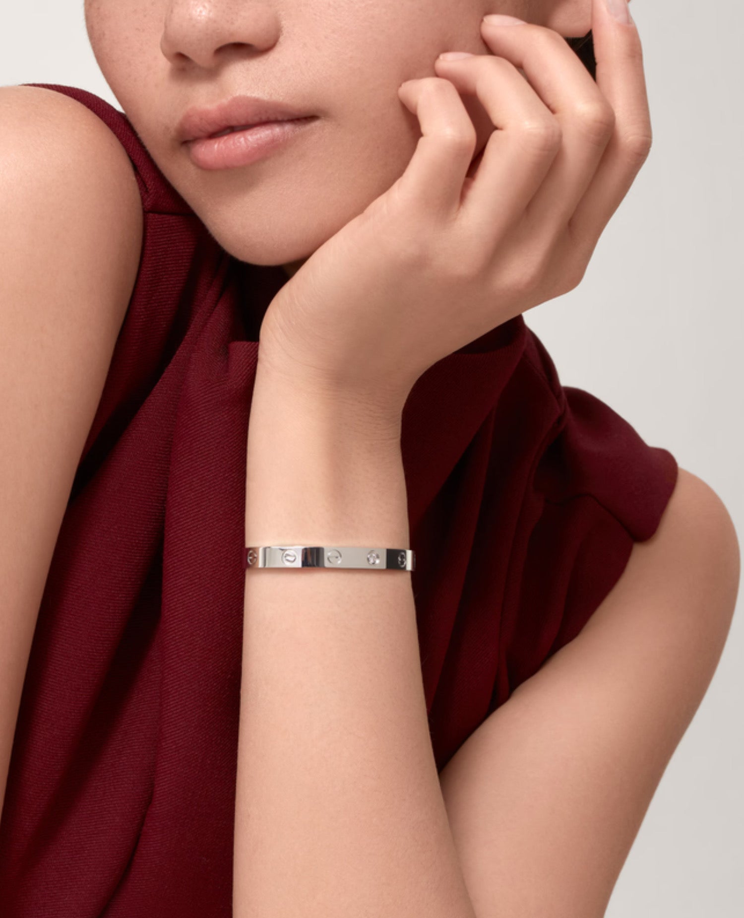 Cartier Love Bracelet, Open, 1 Diamond, Silver