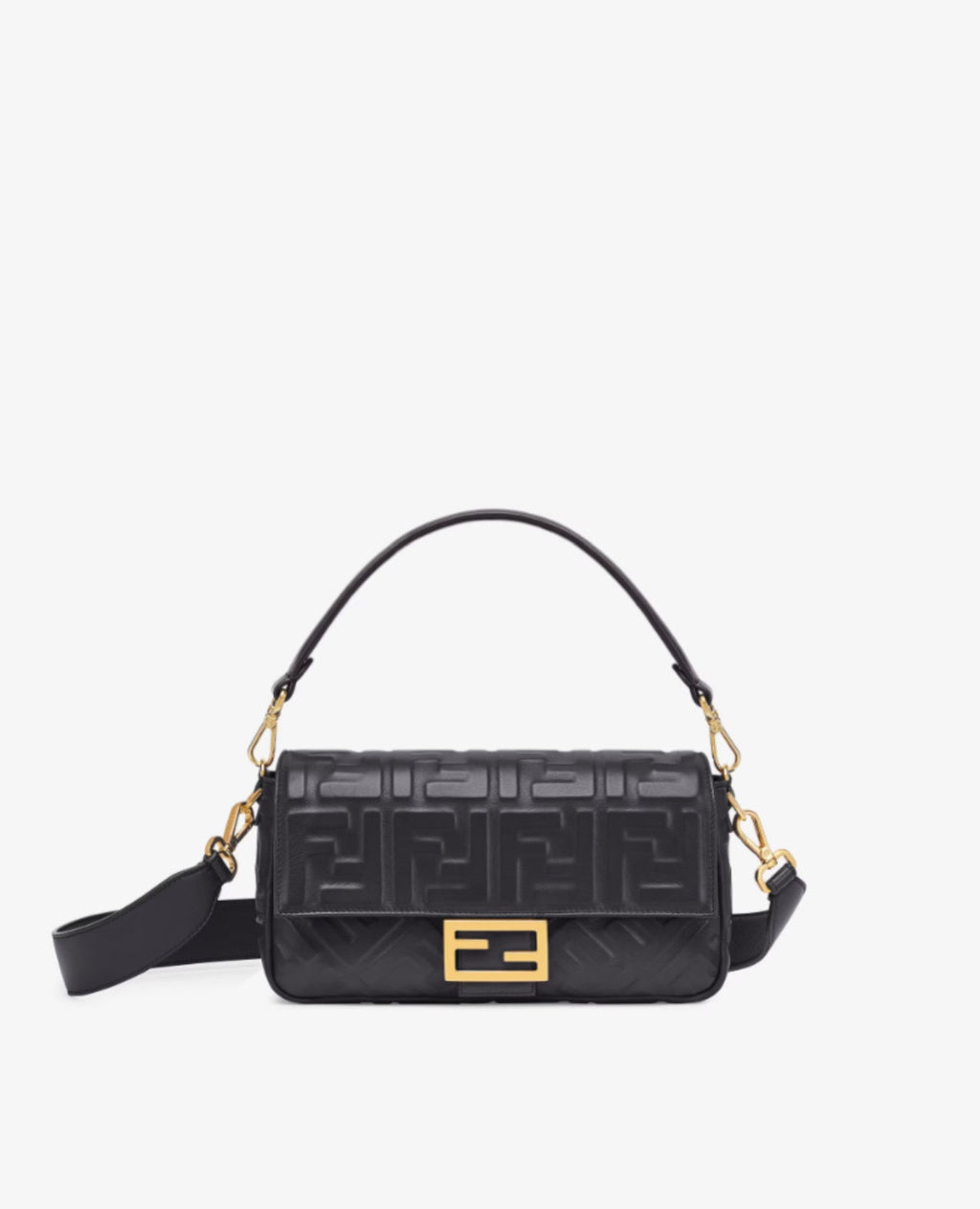 Fendi Baguette Medium Black Leather Bag