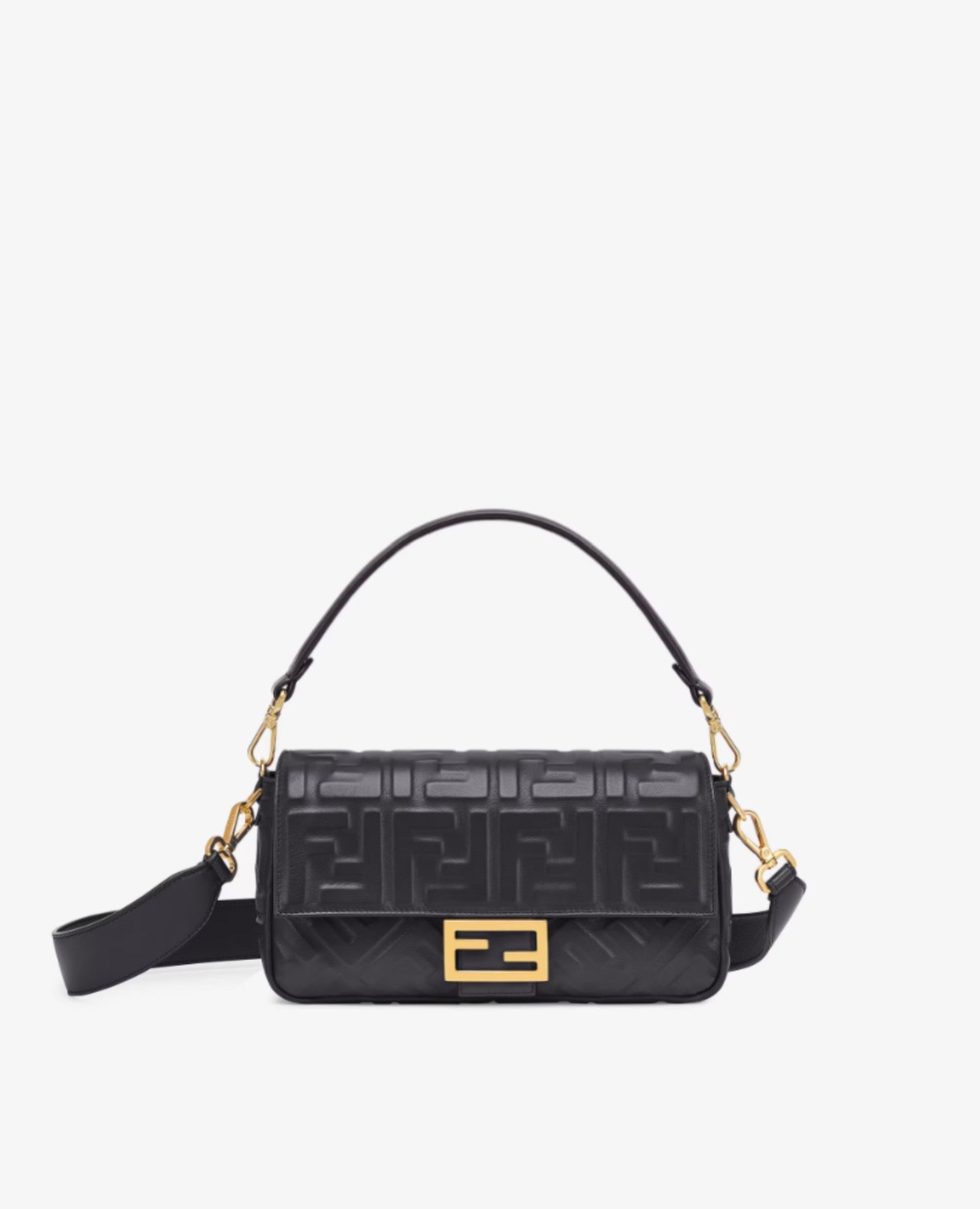 Fendi Baguette Medium Black Leather Bag