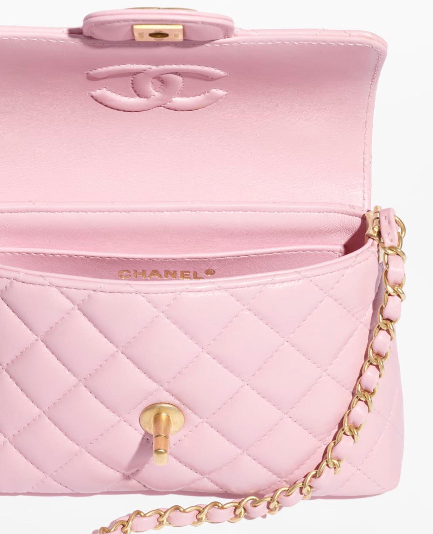 Coco Small Flap Bag With Top Handle Light Pink