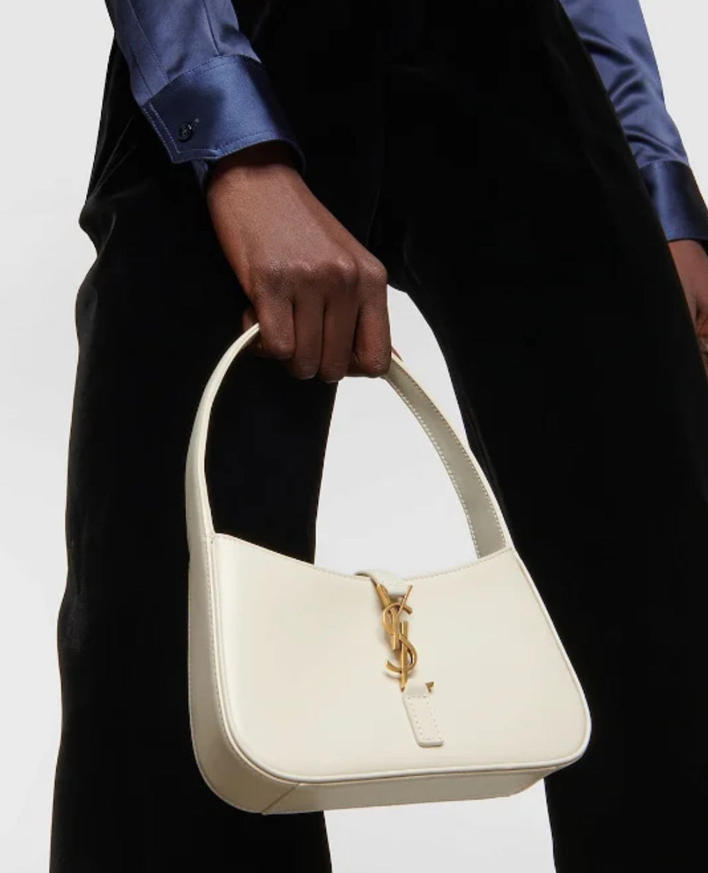 Saint Laurent Mini Le 5 À 7 In Smooth Leather White