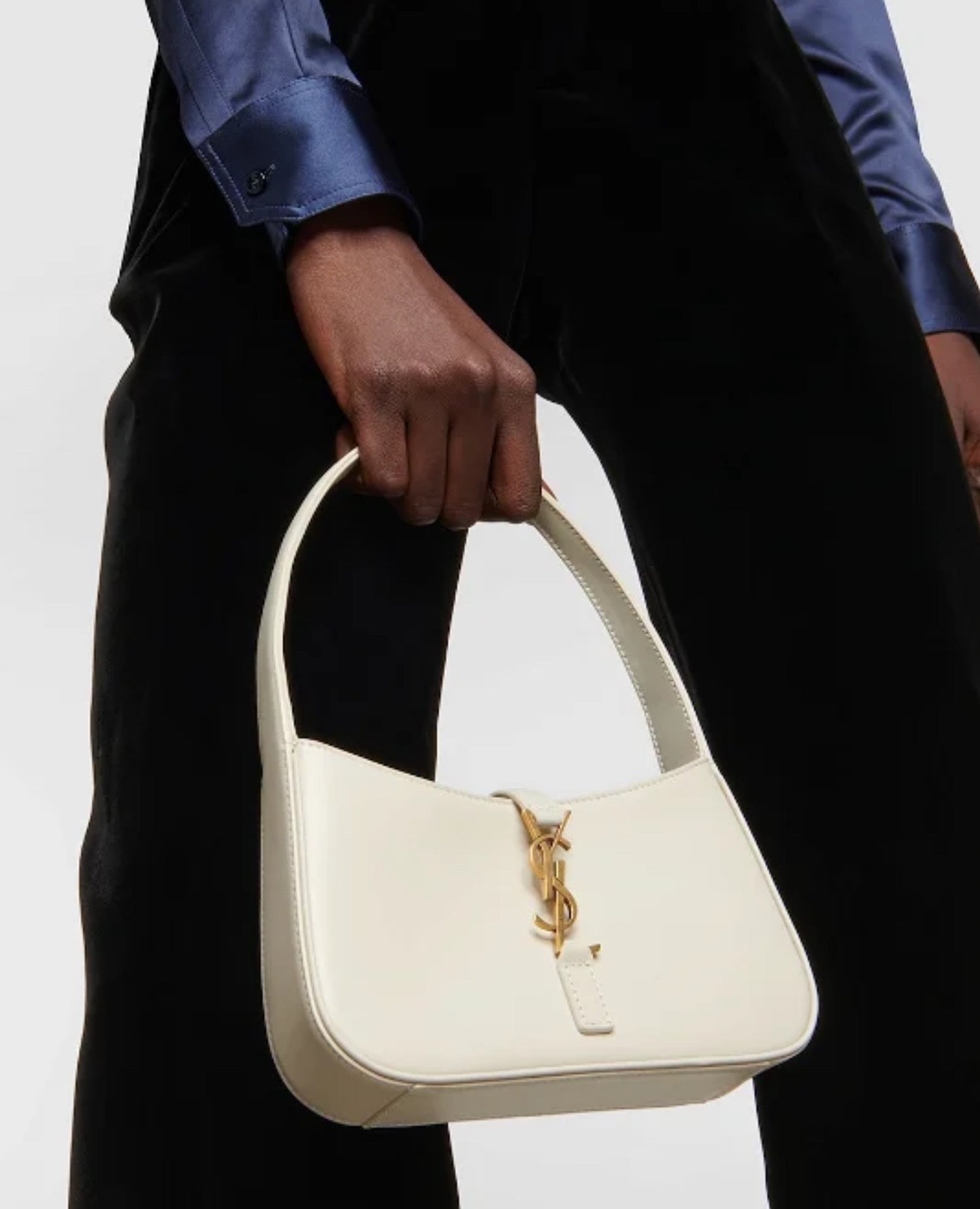 Saint Laurent Mini Le 5 À 7 In Smooth Leather White