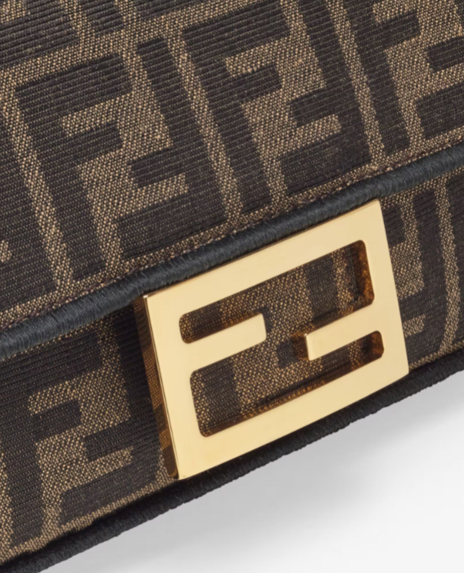Baguette Mini Fendi Brown FF Jacquard Fabric Bag