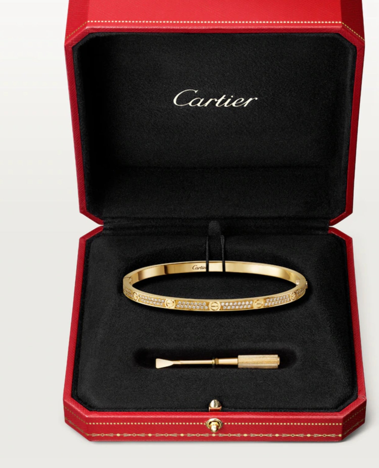 Cartier Love Bracelet, Small Model, Paved, Yellow Gold