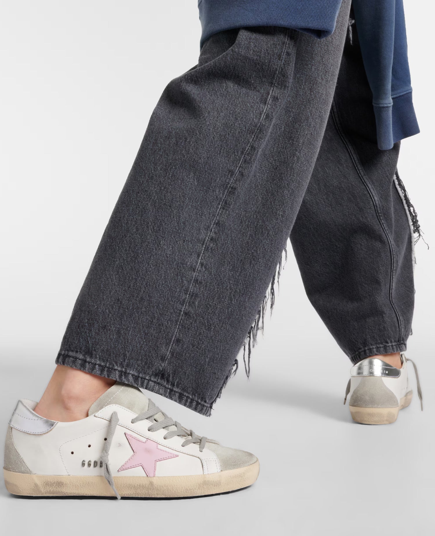 Golden Goose Super-Star with Pink star and Sliver heel tab Sneaker