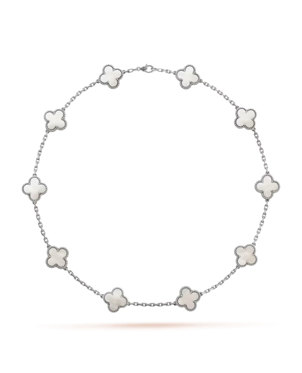 Van Cleef Vintage Alhambra necklace, 10 motifs, white gold, Mother-of-pearl