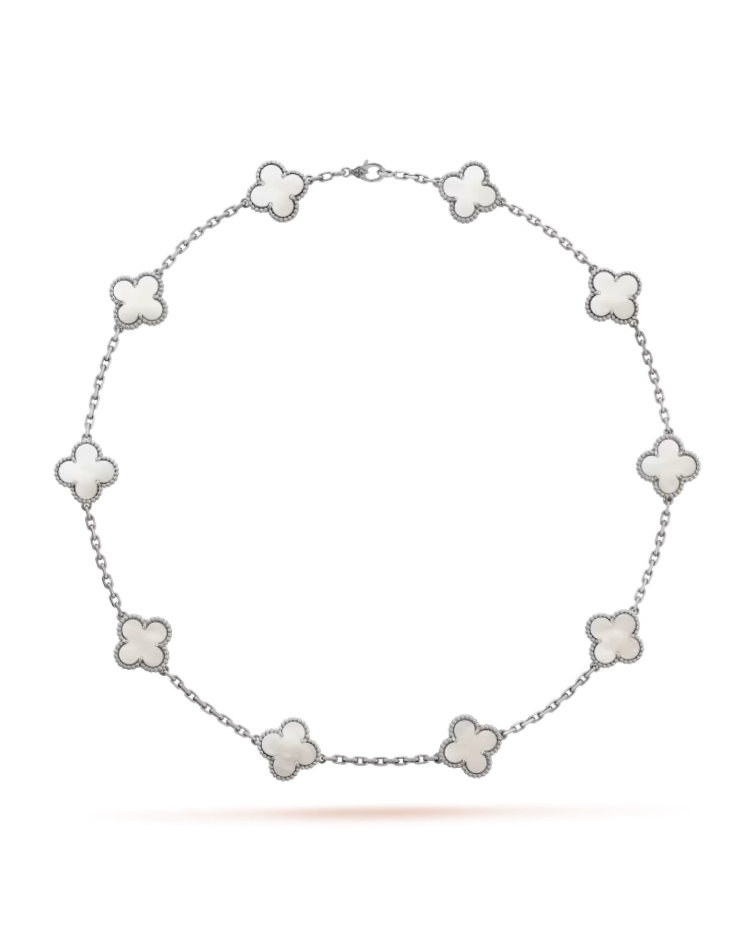 Van Cleef Vintage Alhambra necklace, 10 motifs, white gold, Mother-of-pearl