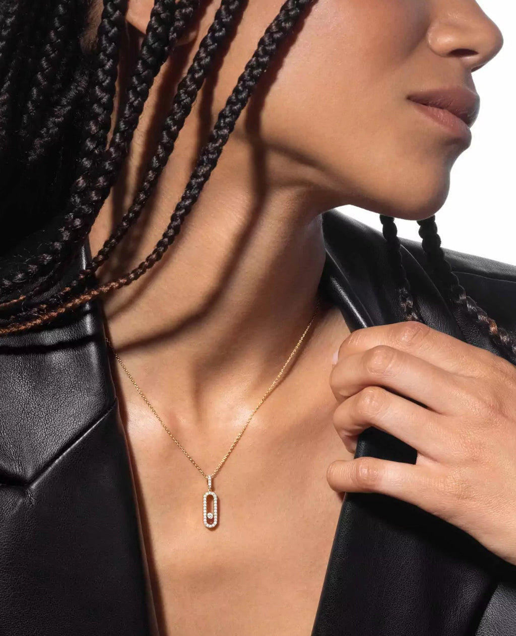 Messika Move Uno Pavé LM Necklace Yellow Gold